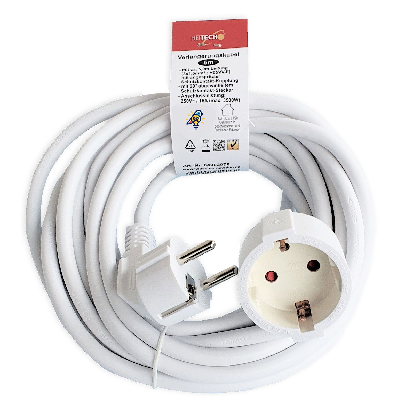 VABIONO Kabel Verlängerung Schutzkontakt 3/5/10 m Kindersicherung 250V 16A Verlängerungskabel, Schutzkontakt, Schuko (500 cm), - kostenloser Versand