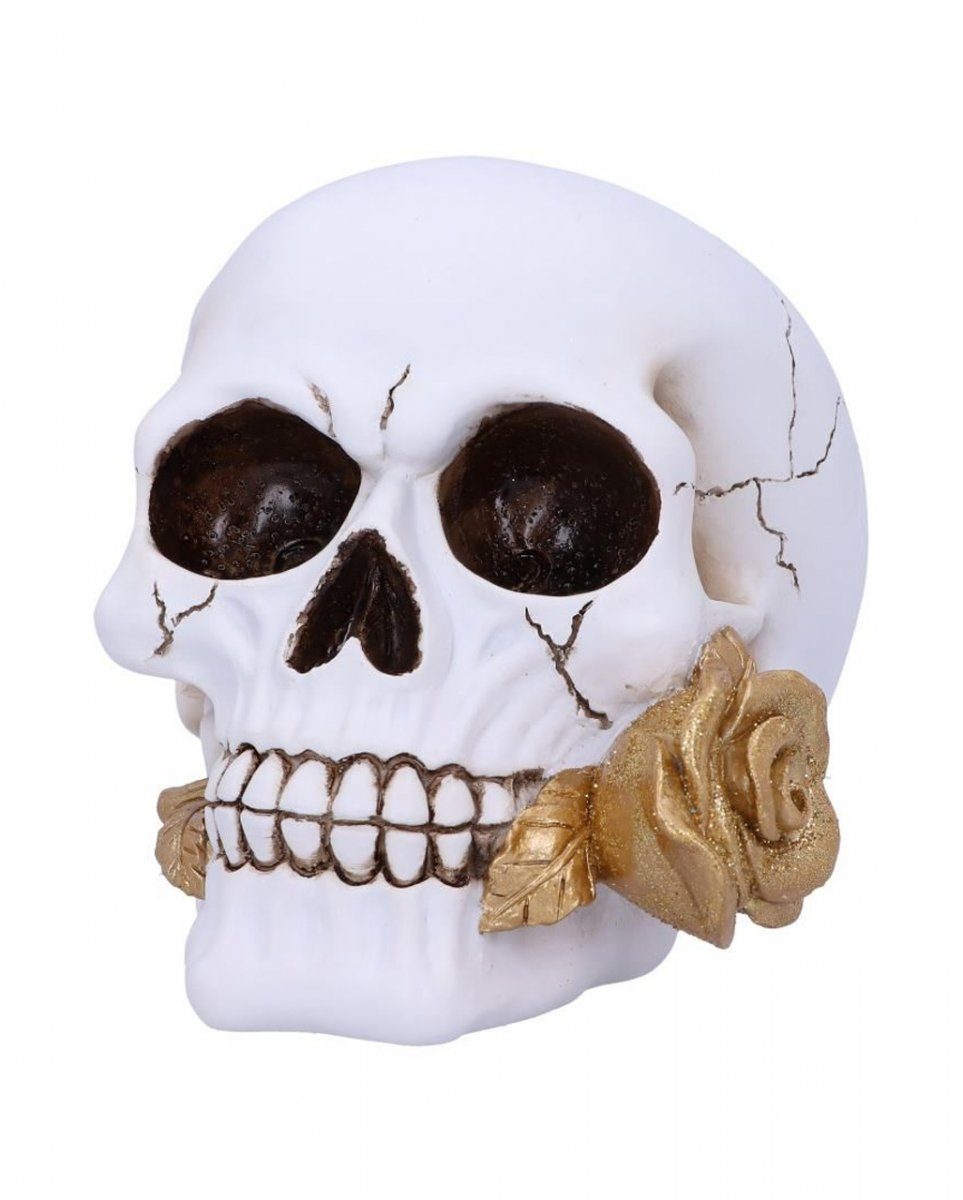 Horror-Shop Dekofigur Weißer Totenschädel mit goldglänzender günstig online kaufen