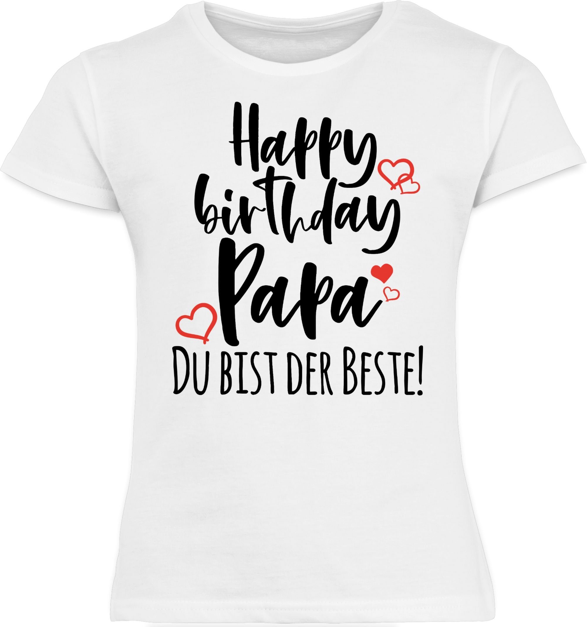 T-Shirt Weiß Shirtracer Statement Papa Sprüche Happy Birthday 2 Kinder