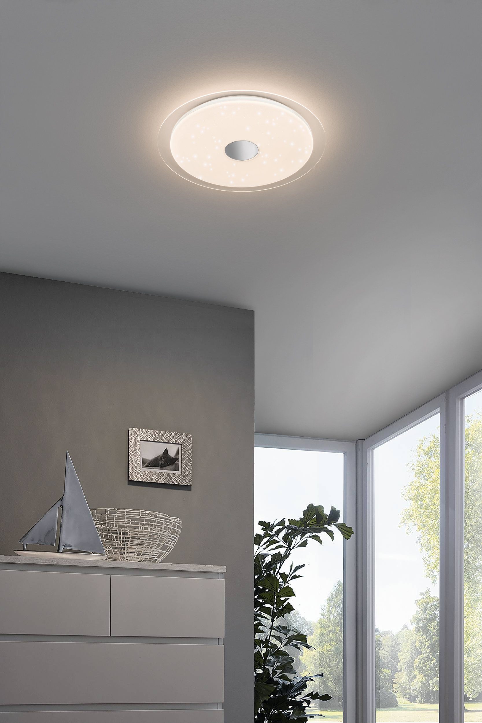 EGLO LED Deckenleuchte Igroka, Leuchtmittel Deckenlampe, Kristalleffekt, Wohnzimmerlampe Wandlampe mit inklusive