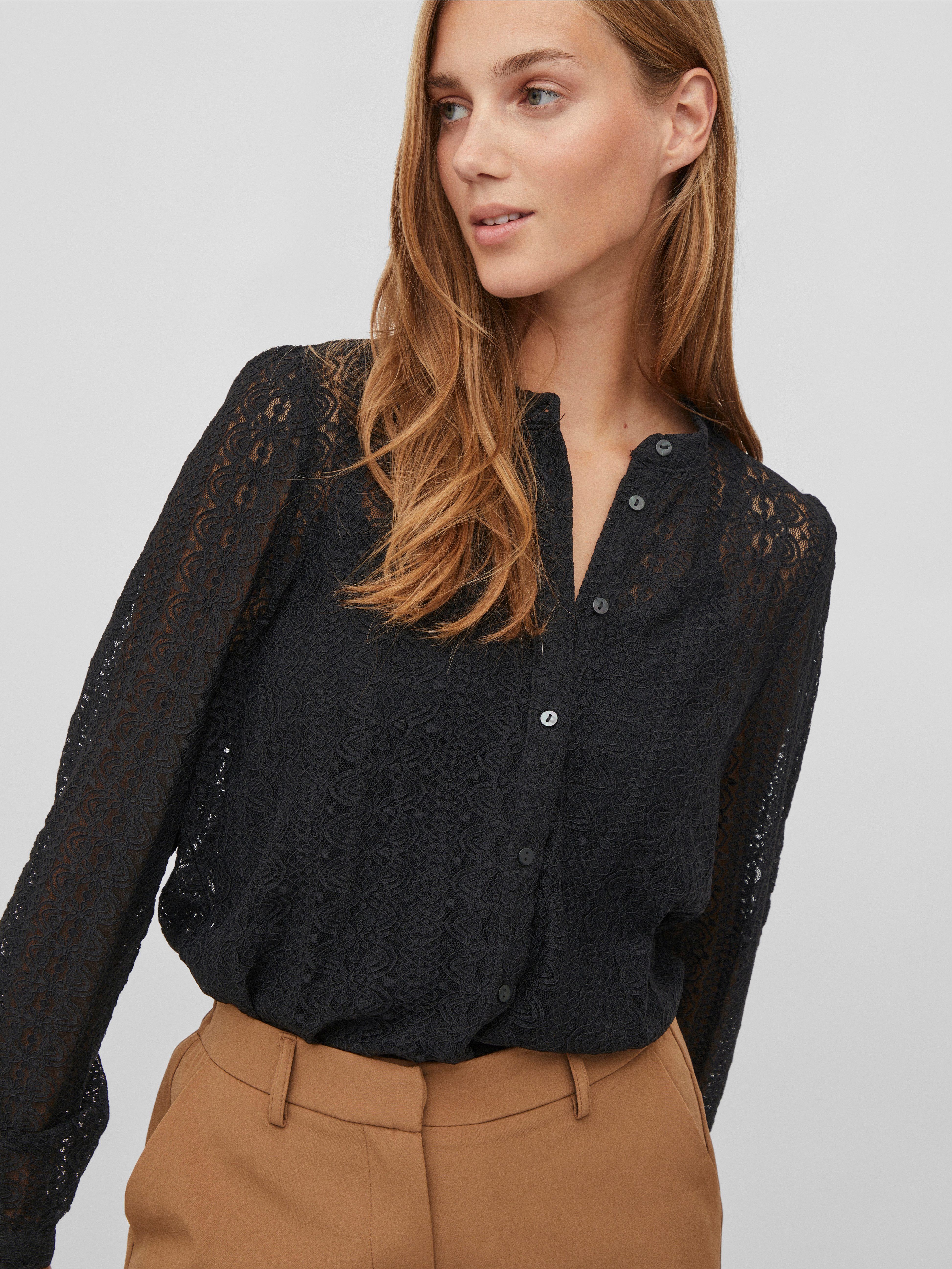 Vila Blusenshirt VICHIKKA LACE L/S SHIRT- günstig online kaufen