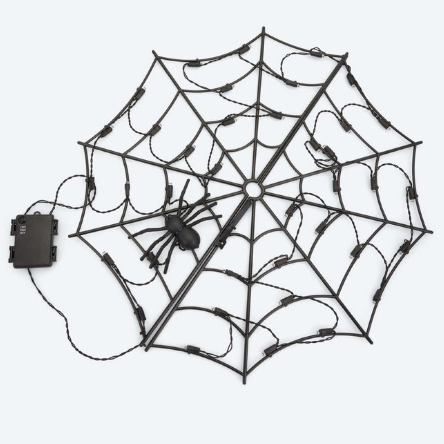 Online-Fuchs LED-Lichterkette mit Spinnennetz für den Außenbereich - Halloween Dekoration Outdoor, inklusive 6-Stunden Timerfunktion