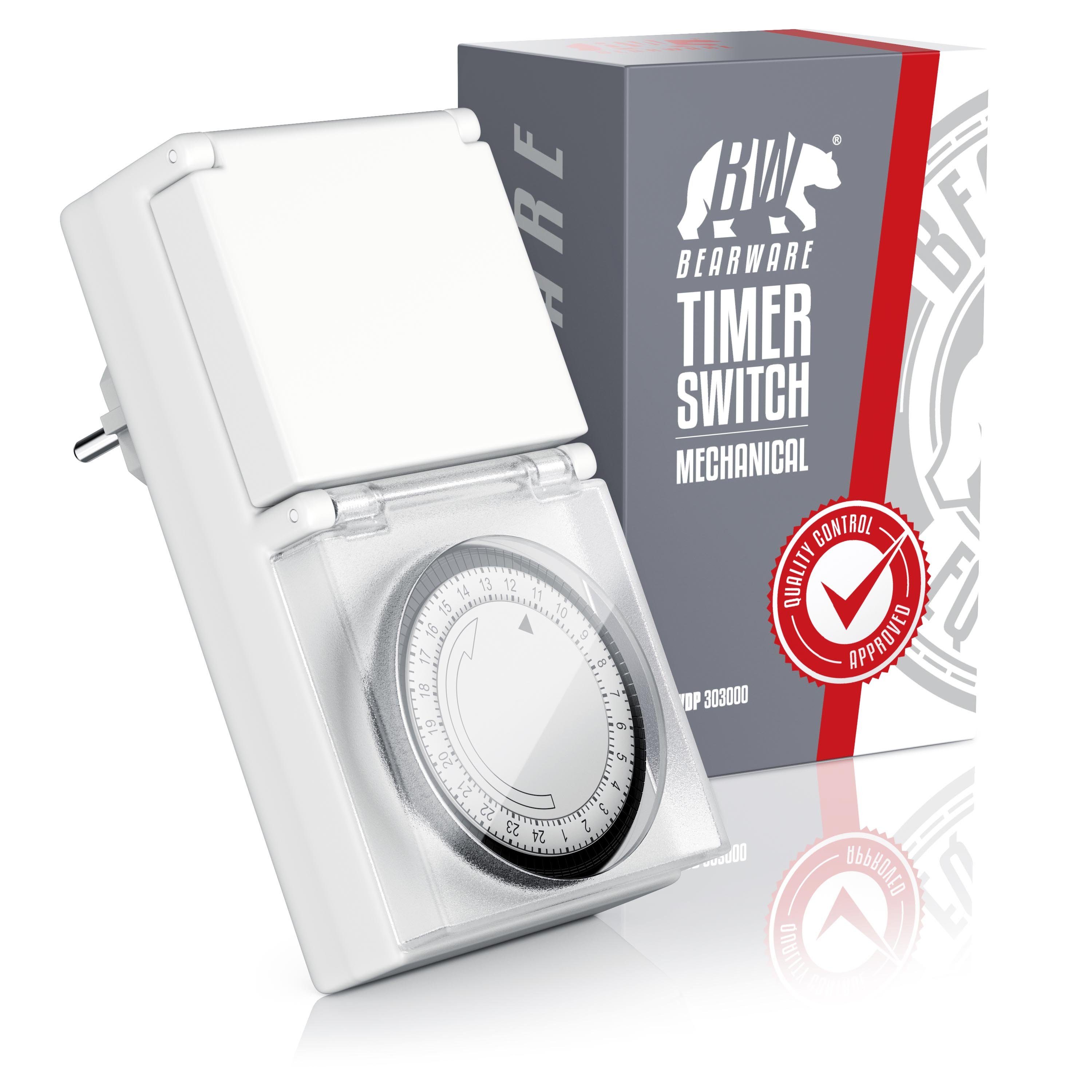 BEARWARE Zeitschaltuhr Mechanischer Outdoor Timer, 96 Segmente, für Innen & Außen, 3680W, mechanisch, 1-St., 15-Min-Intervalle, spritzwassergeschützt, dt. Anlei – Bild 5 von 5