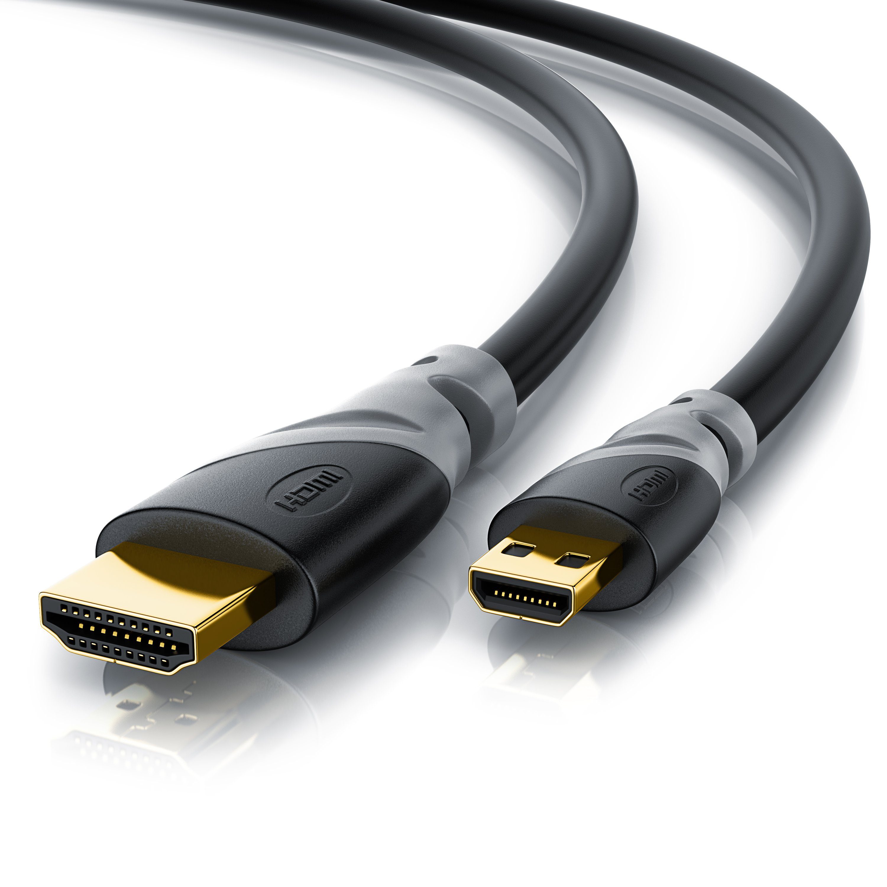 CSL HDMI-Kabel, 2.0, HDMI Typ D (Micro), HDMI Typ A (200 cm), 4K mit Ethernet, Ultra HD Auflösung 2160p (3840 × 2160 Pixel) - 2m