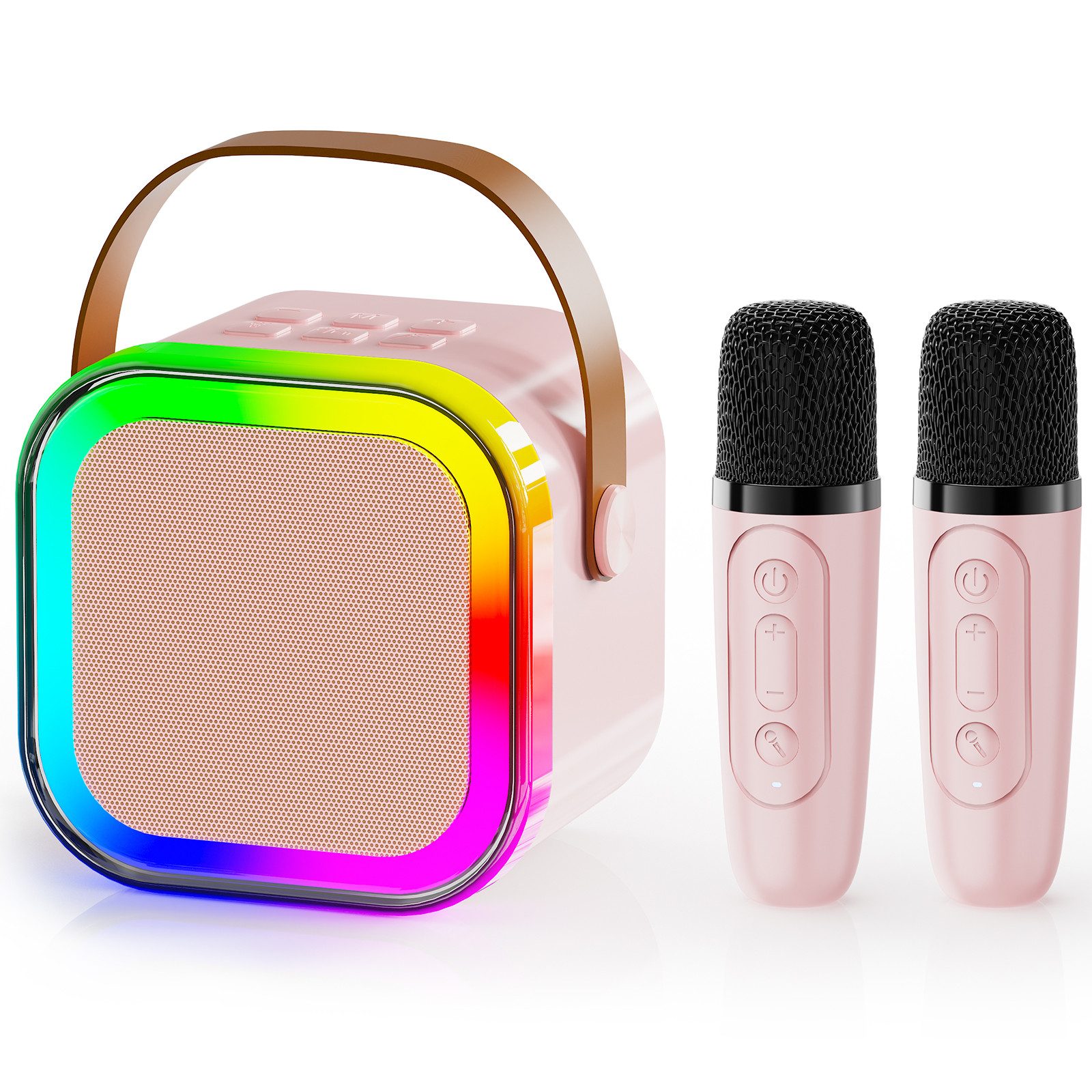 Kleine Bluetooth Lautsprecher Mini mit Mikrofonen Karaoke-Maschine