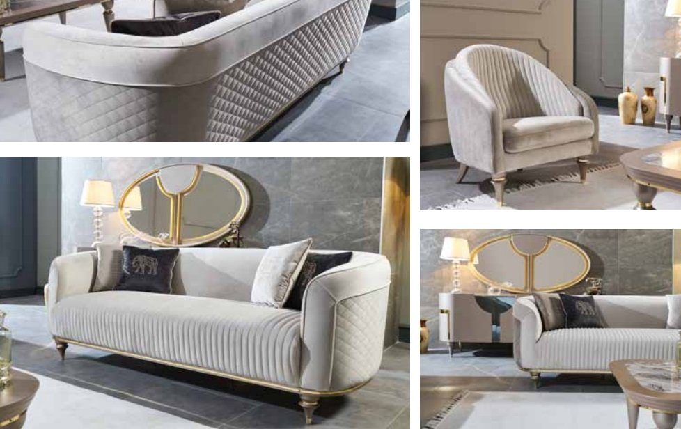 Stil in Designer Graue Sofa Made Sitzer Sofas Moderne Couchen, Sofagarnitur 3+1 JVmoebel Europe
