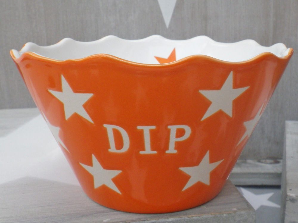 Krasilnikoff Schale Krasilnikoff DIP Schale ORANGE mit weißen Sternen