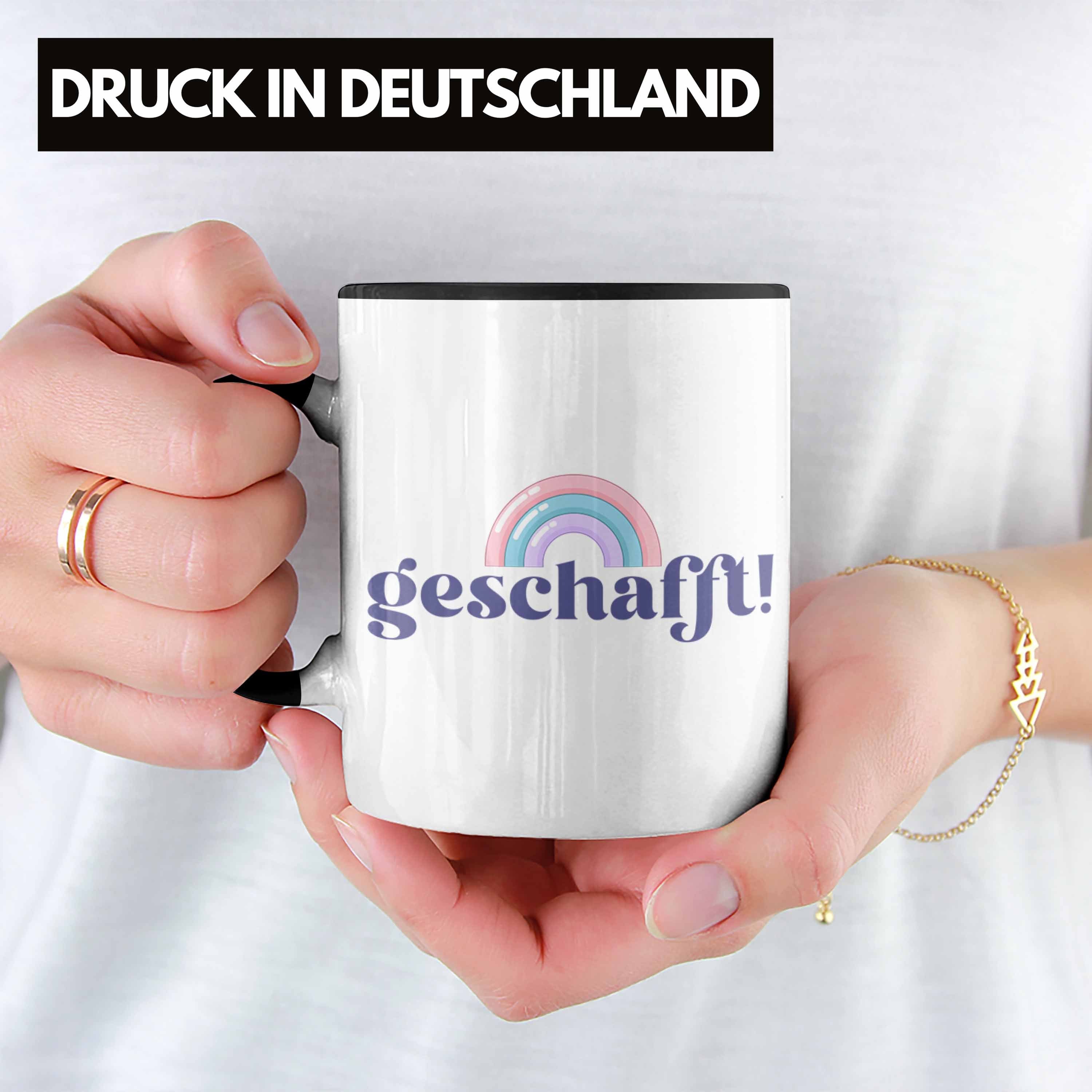 Geschafft Tasse - Trendation Ausbildung Abi Geschenkidee Bestanden Geschenk Bachelor Schwarz Master Trendation Tasse