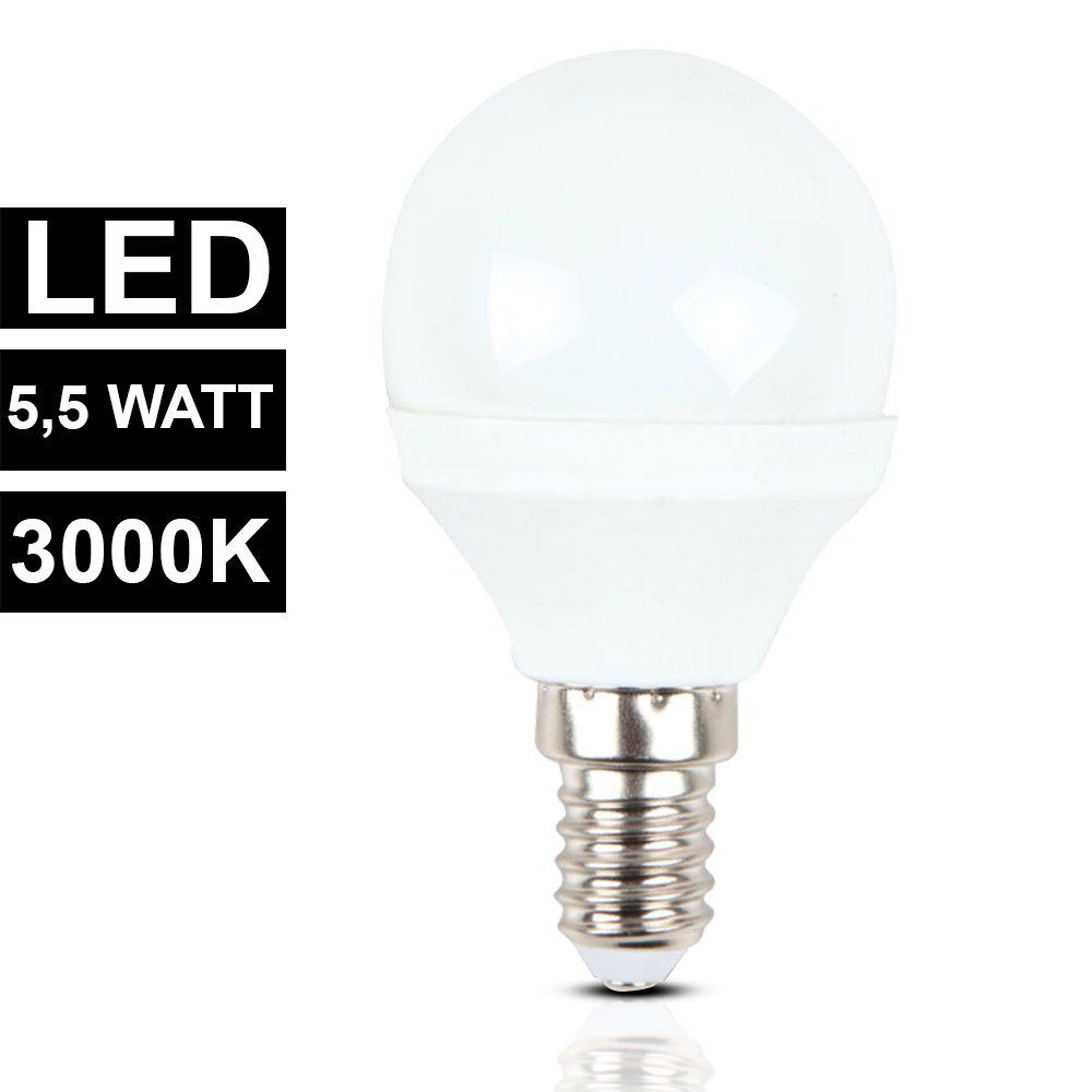 V-TAC LED-Leuchtmittel, LED 5,5 Watt E14 Sockel Kugel Leuchtmittel Lampe warmweiß 470 Lumen