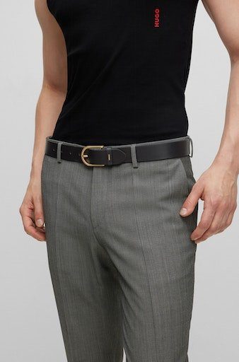 HUGO Ledergürtel Zoey Belt Black Verschluss kontrastfarbener 35cm am mit Boss-Prägung