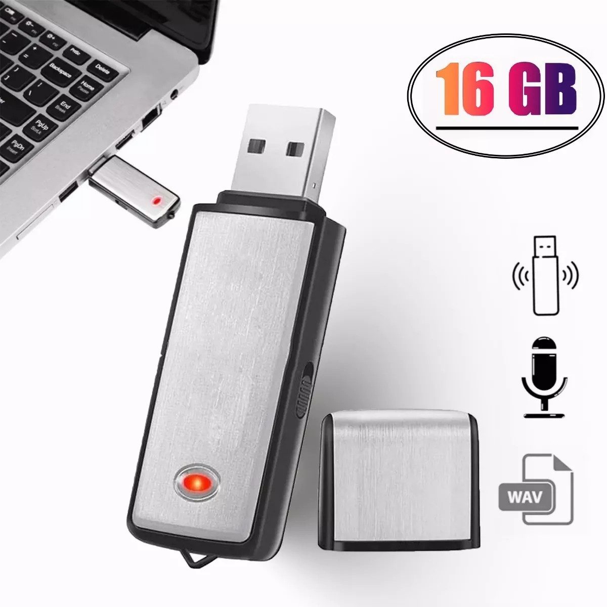 Mini-Digitales Diktiergerät Sprachrekorder mit USB 16GB – Praktisch USB-Recorder