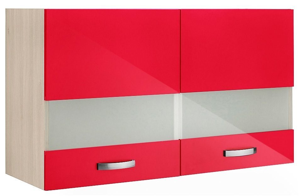 OPTIFIT Glashängeschrank Faro, mit Metallgriffen, Breite 100 cm rot Glanz