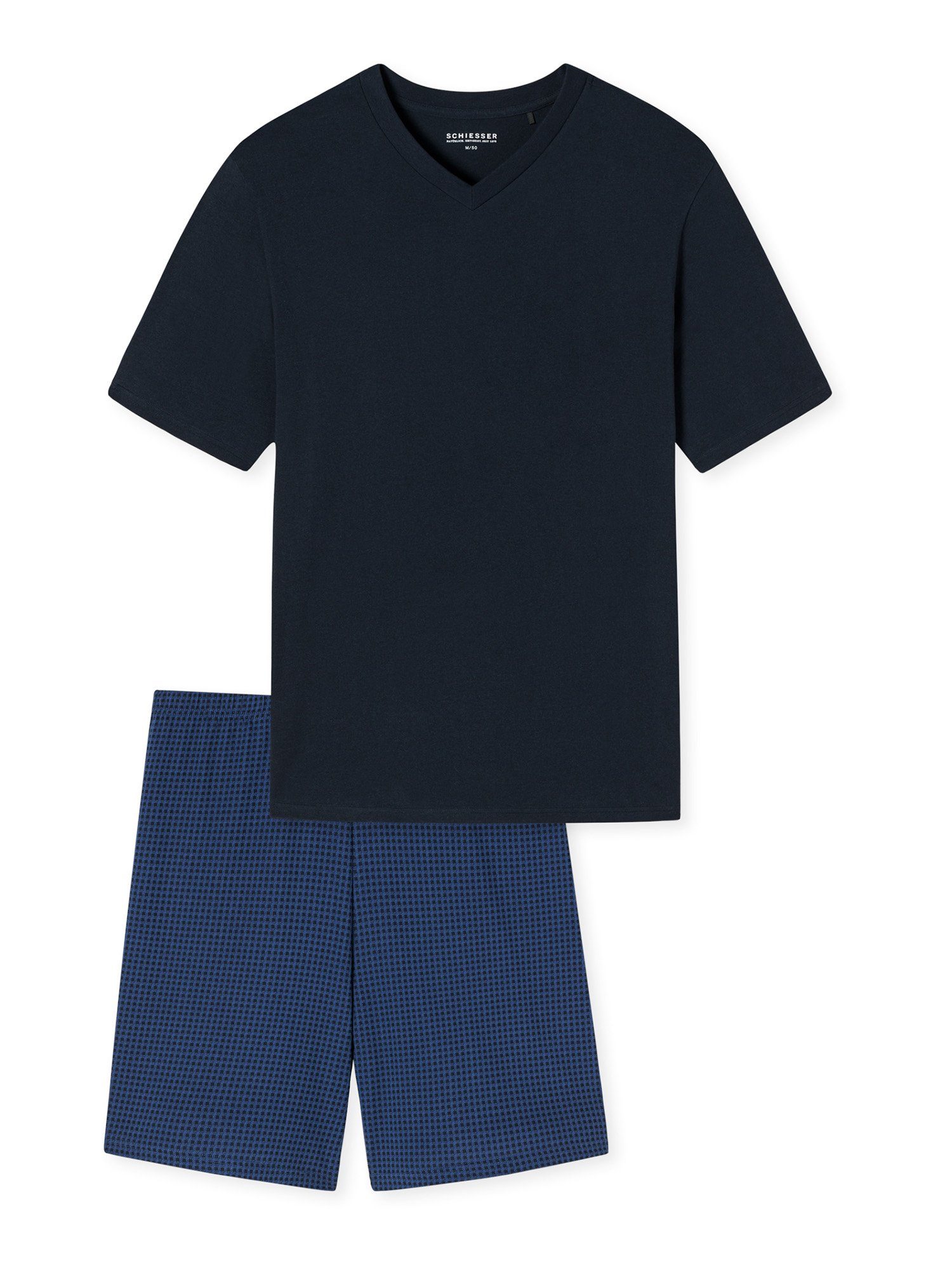 Schiesser Shorty Comfort Essentials Shorty leichter Schlafanzug nachtblau