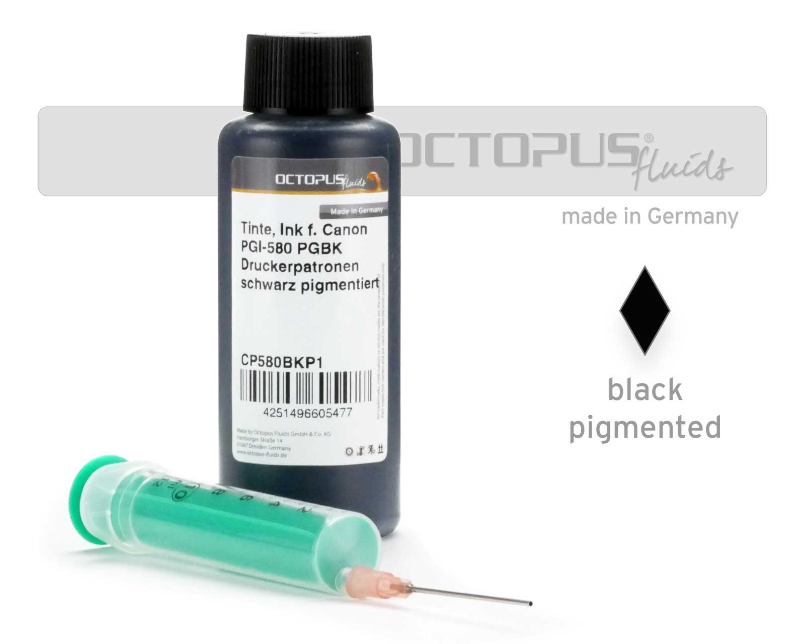 OCTOPUS Fluids Ink for Canon PGI-580 PGBK black pigmented with syringe Nachfülltinte (für Canon, Set, 1x 100 ml, Nachfülltinte PGI-580, CLI-581)