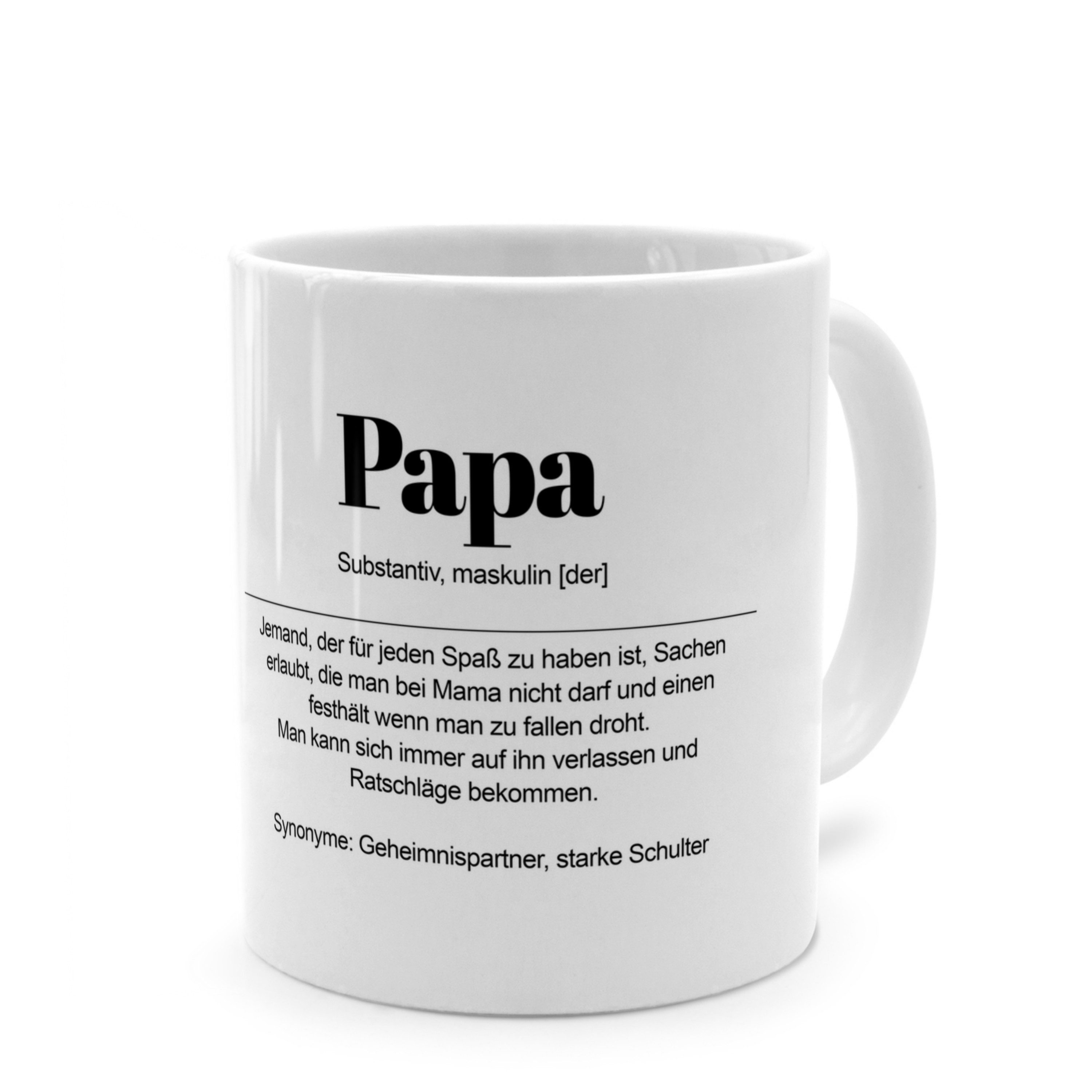 PhotoFancy Tasse mit Definition 'Papa' - Tasse mit Spruch, Tasse Standard - Weiß
