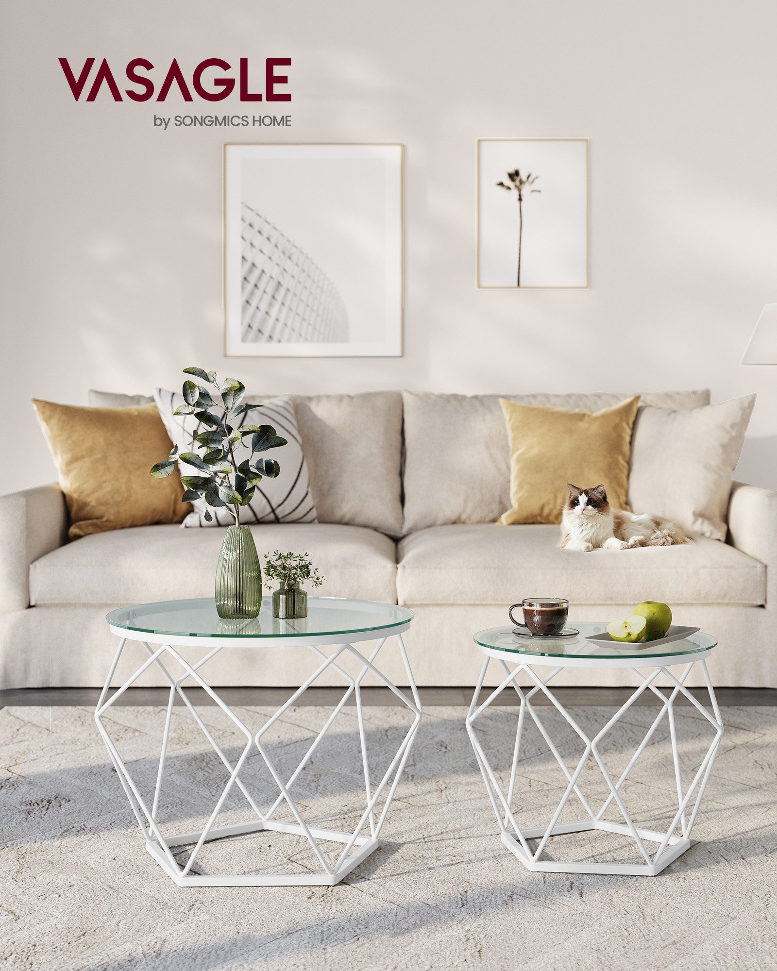 VASAGLE Couchtisch (2er Set), Beistelltisch, abnehmbare günstig online kaufen