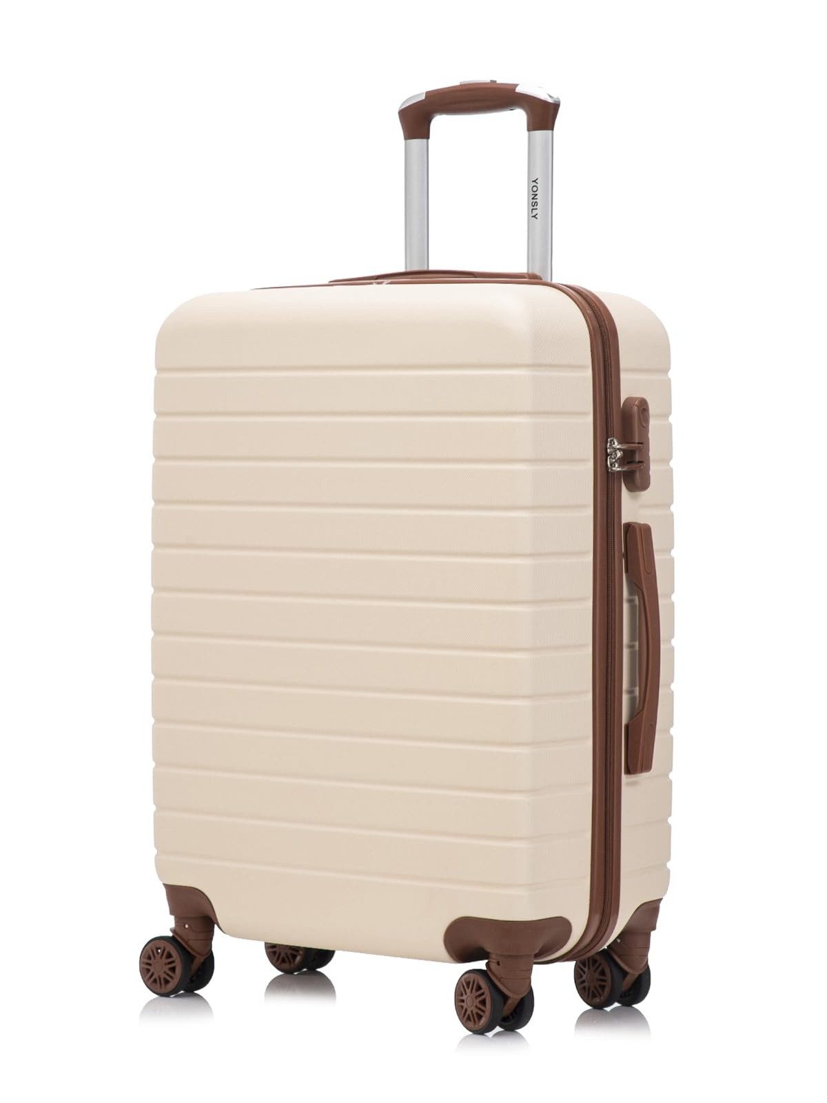 YONSLY Koffer Reisekoffer Hartschale ABS in S, M, L oder XL für jede Reise, 4 Rollen, 360°-Doppelrollen, Zahlenschloss, weicher Gummigriff, leicht