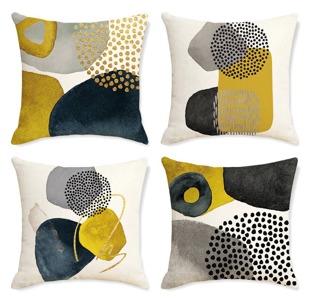 Diwzbyn Kissenbezüge 4er Set Kunst Outdoor Kissenbezug 45x45cm Dekokissen Gartenkissen, (4 Stück), ästhetische Deko für Couch und Wohnraum