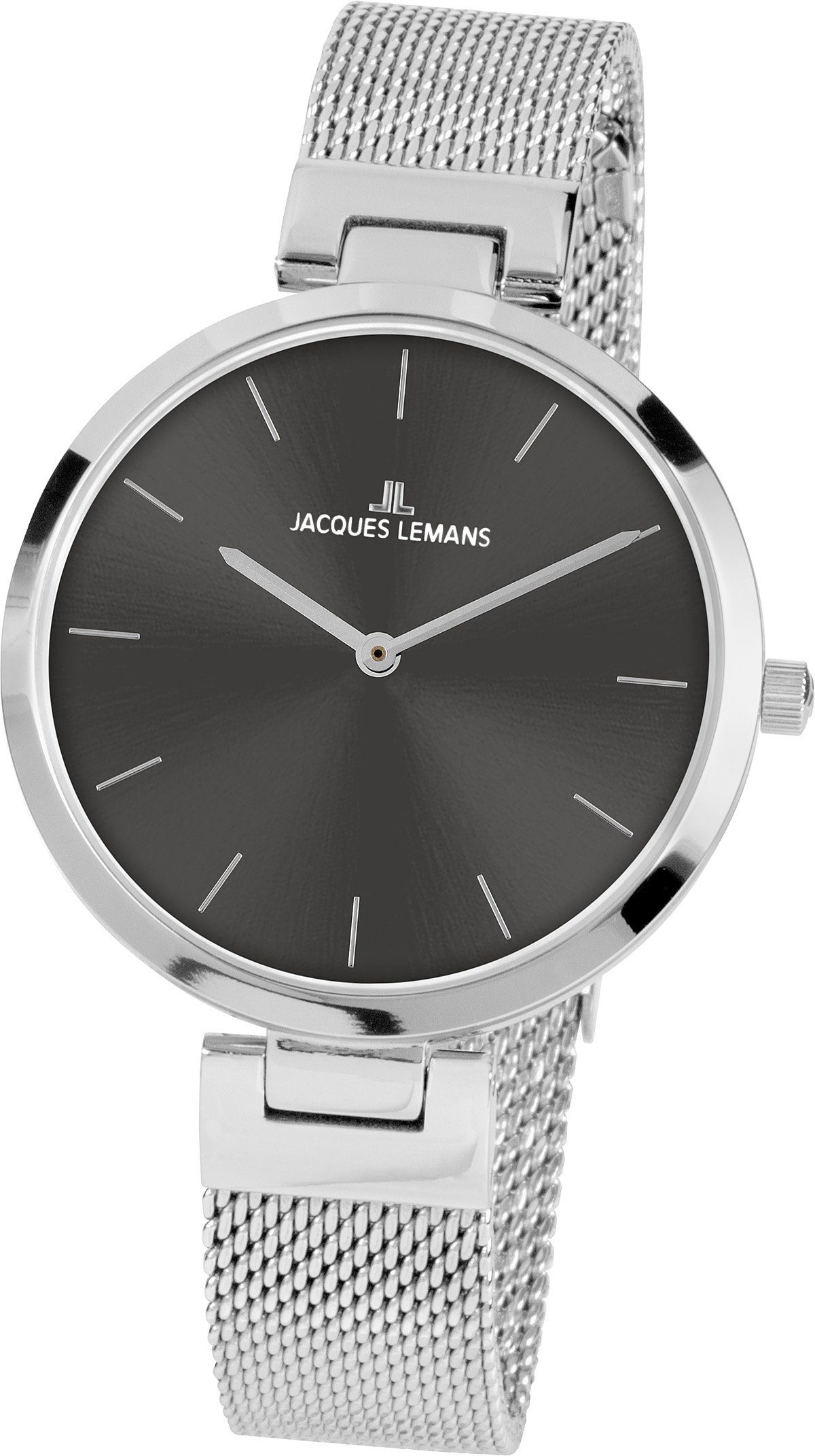 Jacques Lemans Quarzuhr Milano 1-2110A, Armbanduhr, Damenuhr, gehärtetes Crystexglas, Edelstahlarmband