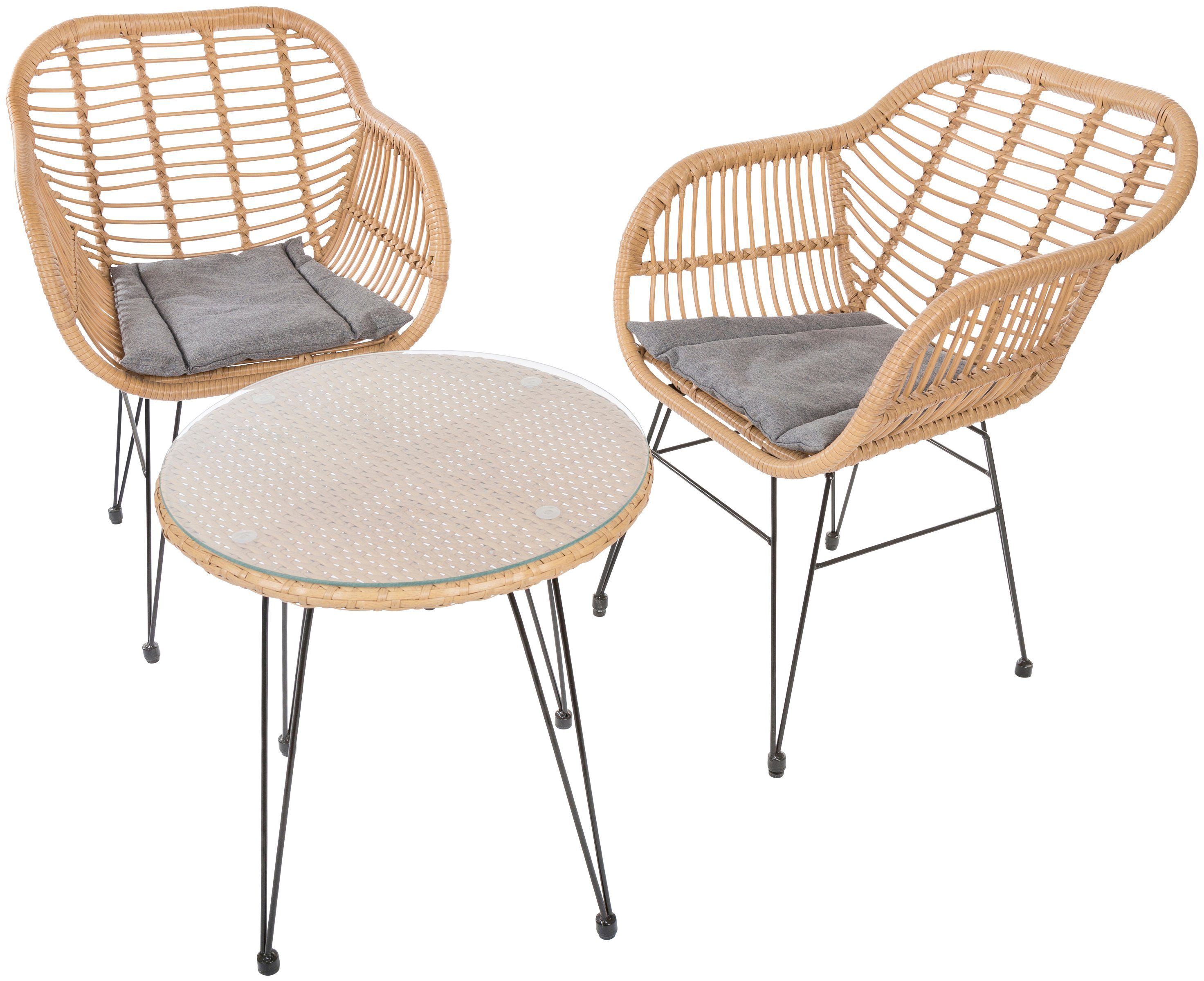 my Flair Gartenlounge-Set, (3-tlg), 2 Stühle, 1 Tisch, Aus UV- und  wetterbeständigem, hochwertigem Kunststoff hergestellt