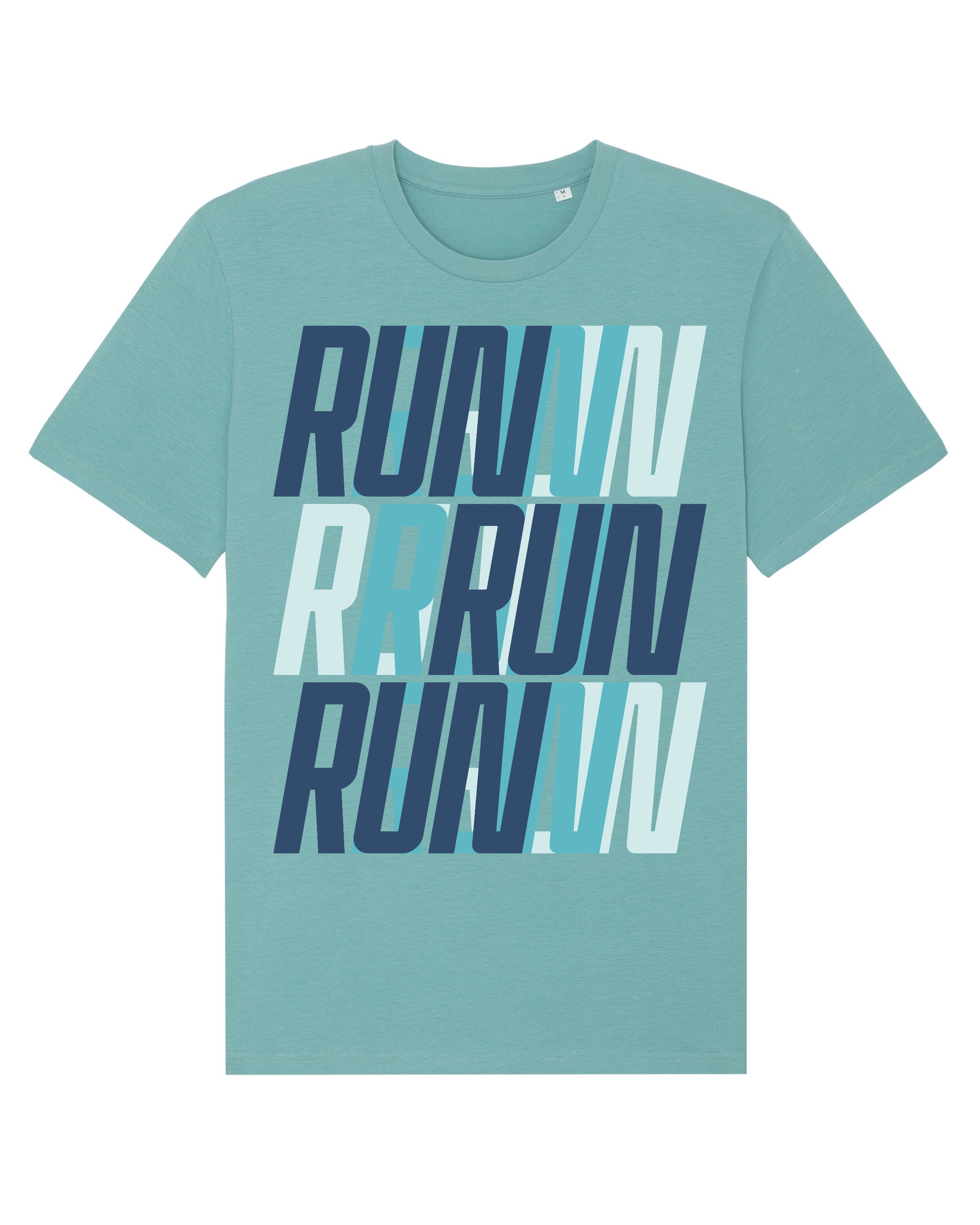 Run, Run blue wat? (1-tlg) Print-Shirt Apparel Monstera Run, Teal