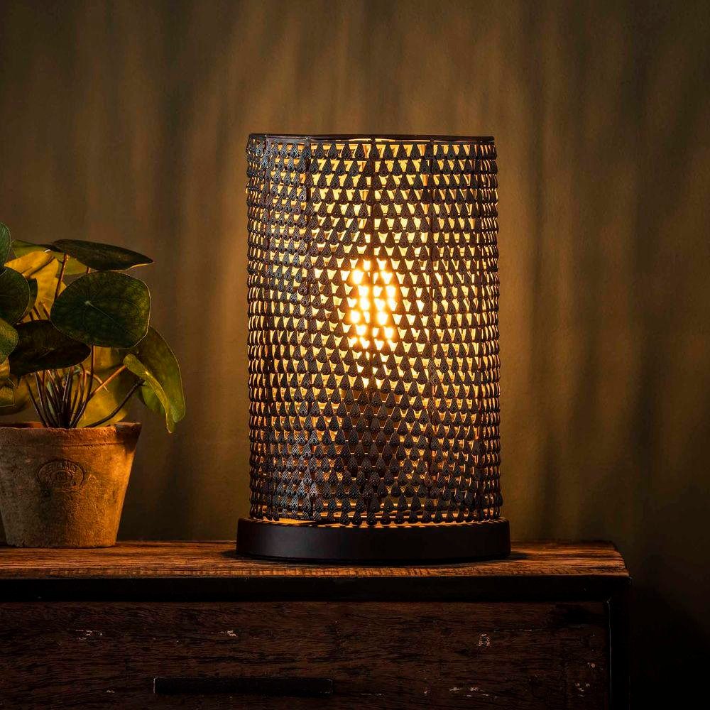 famlights Tischleuchte famlights, Tischleuchte Lino in Schwarz und Braun E27