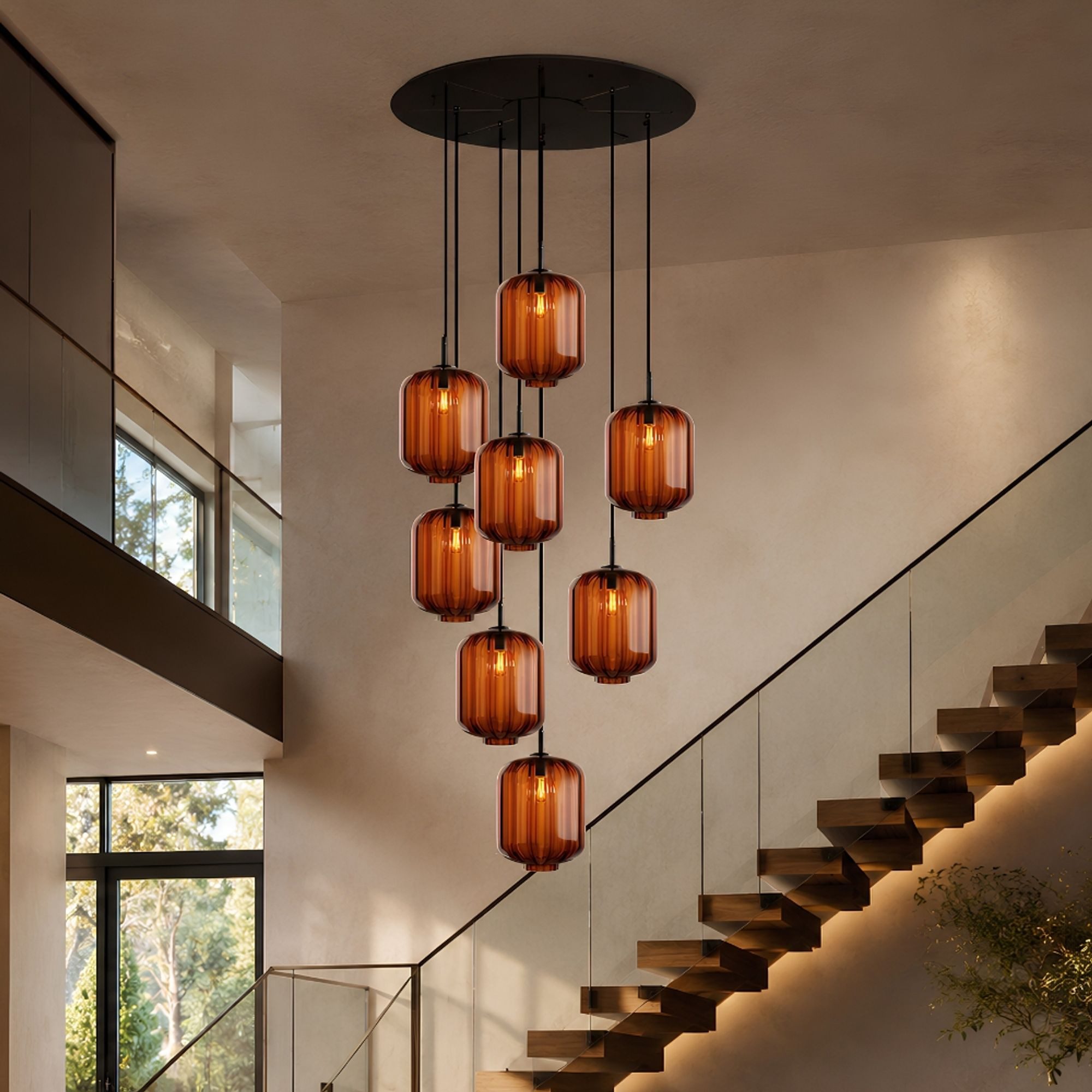 s.luce Pendelleuchte Velo Galerieleuchte 8-flammig Ø 80cm Baldachin Ø 25cm Mehrfarbig