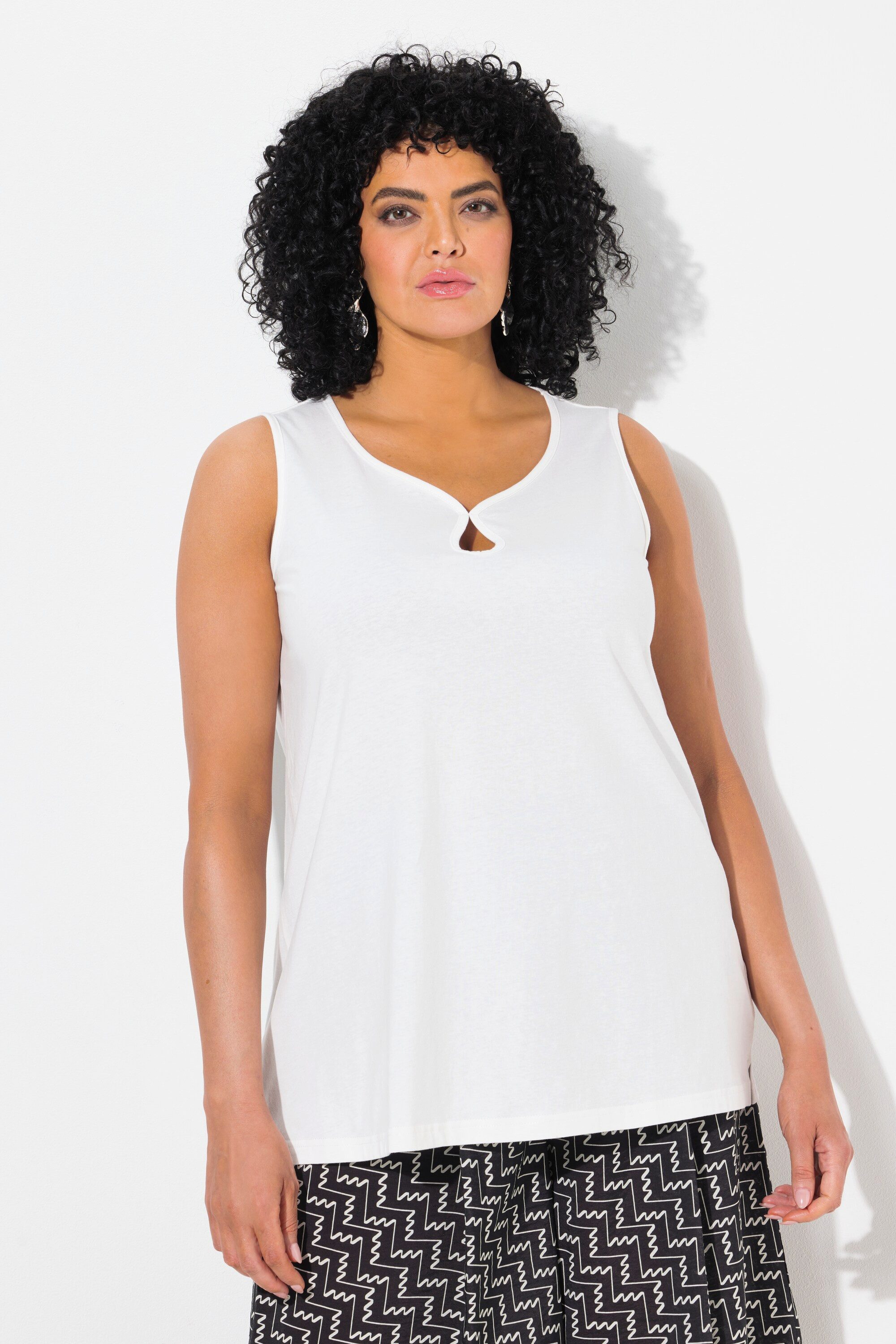 Ulla Popken Longtop Top Cut-Out A-Linie Herzausschnitt ärmellos