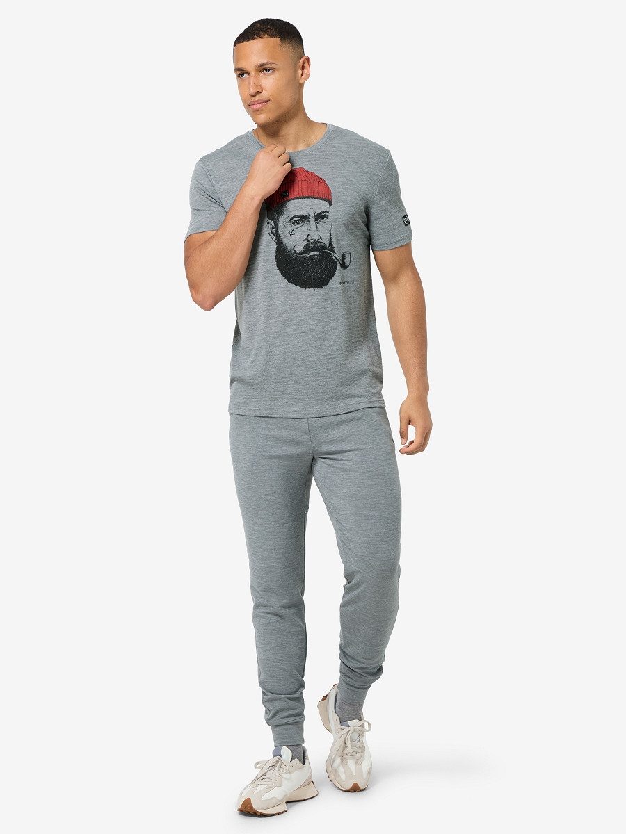 SUPER.NATURAL Print-Shirt für Herren, kurzam aus Merino M SN SAILOR TEE mit coolem Strand Motiv