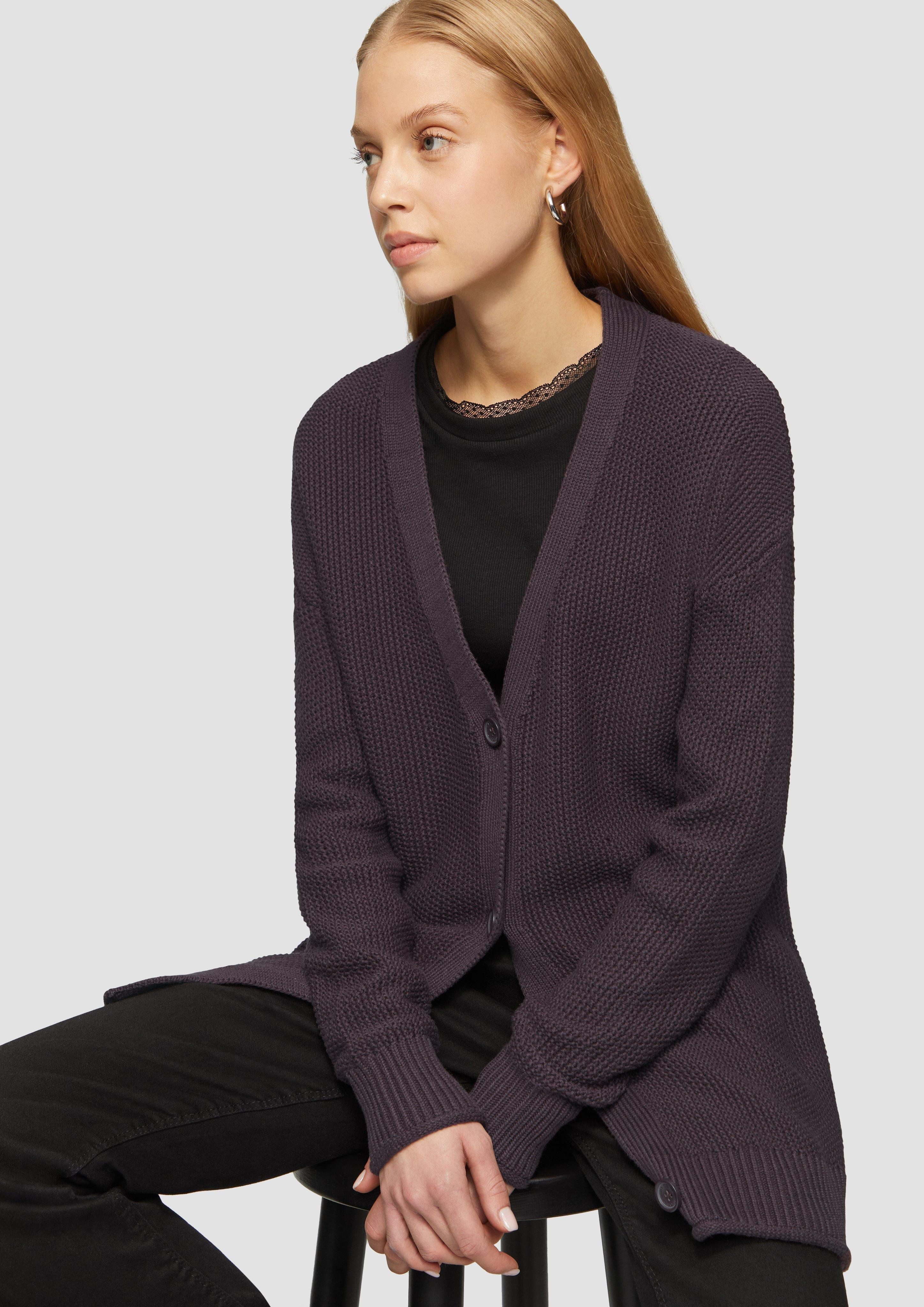 QS Funktionsjacke Lange Strickjacke mit Strukturmuster günstig online kaufen