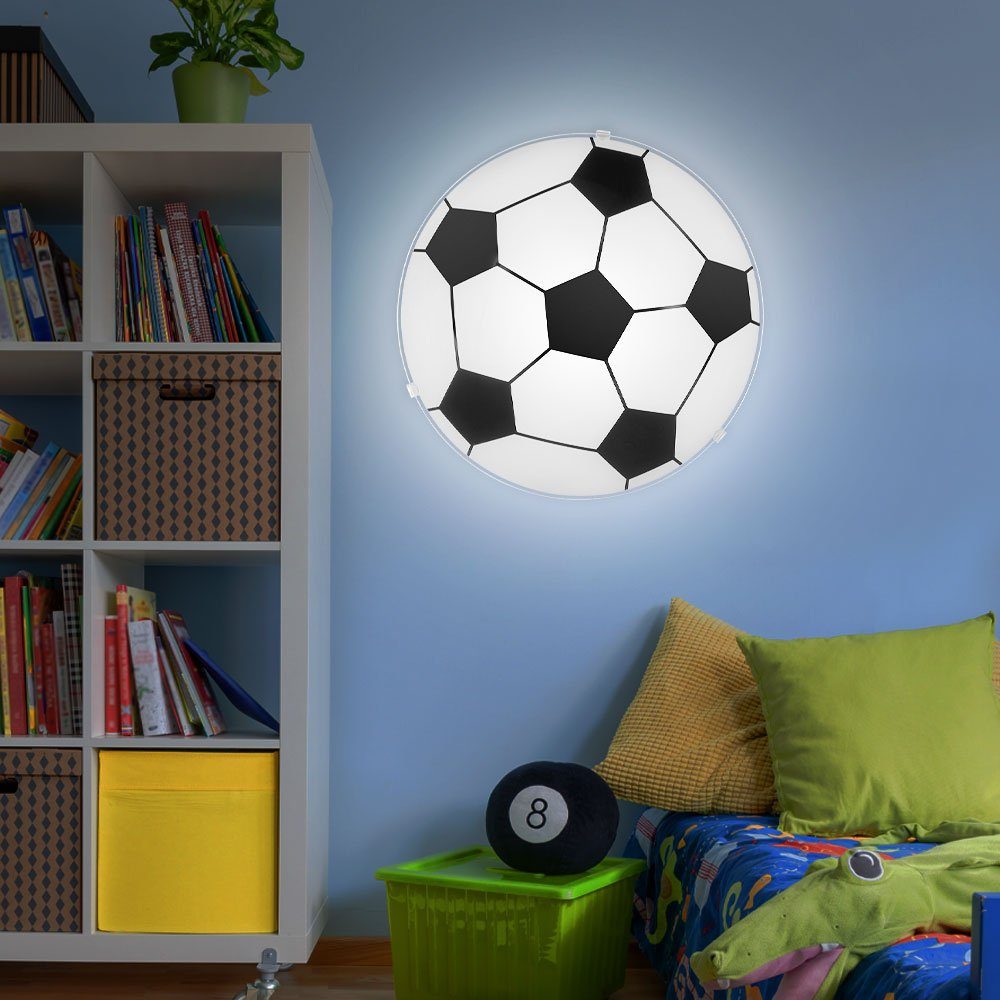 Leuchte Wand Fußball Kinderzimmer Dekolicht, im Leuchtmittel Lampe Glas inklusive, satiniert Decken etc-shop Warmweiß,