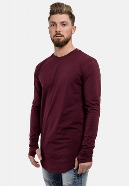 Blackskies T-Shirt Round Langarm Longshirt T-Shirt Burgundy Medium