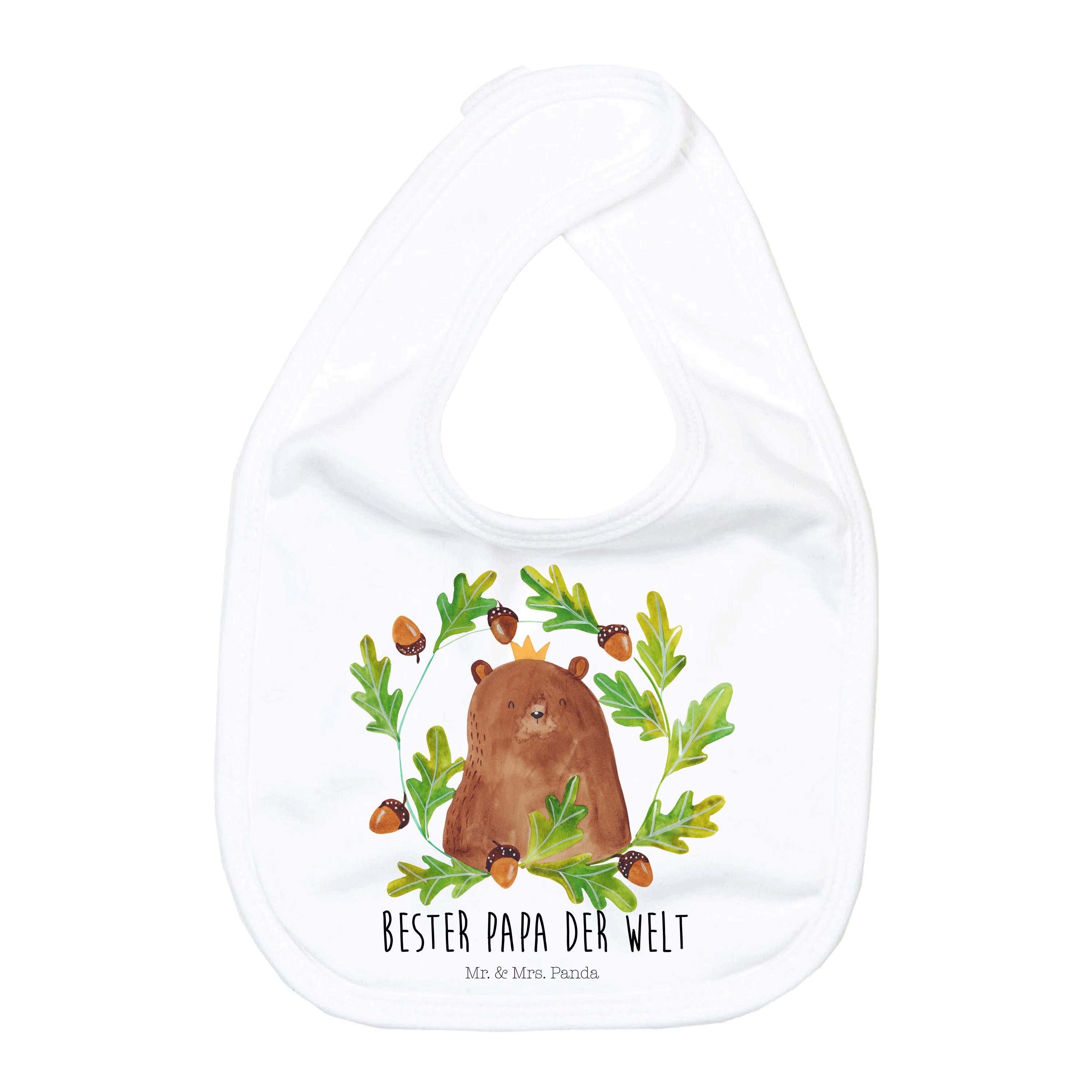 Tragetuch Bär König - Weiß - Geschenk, Teddybär, Baby Spucktuch, Lätzchen, Papa