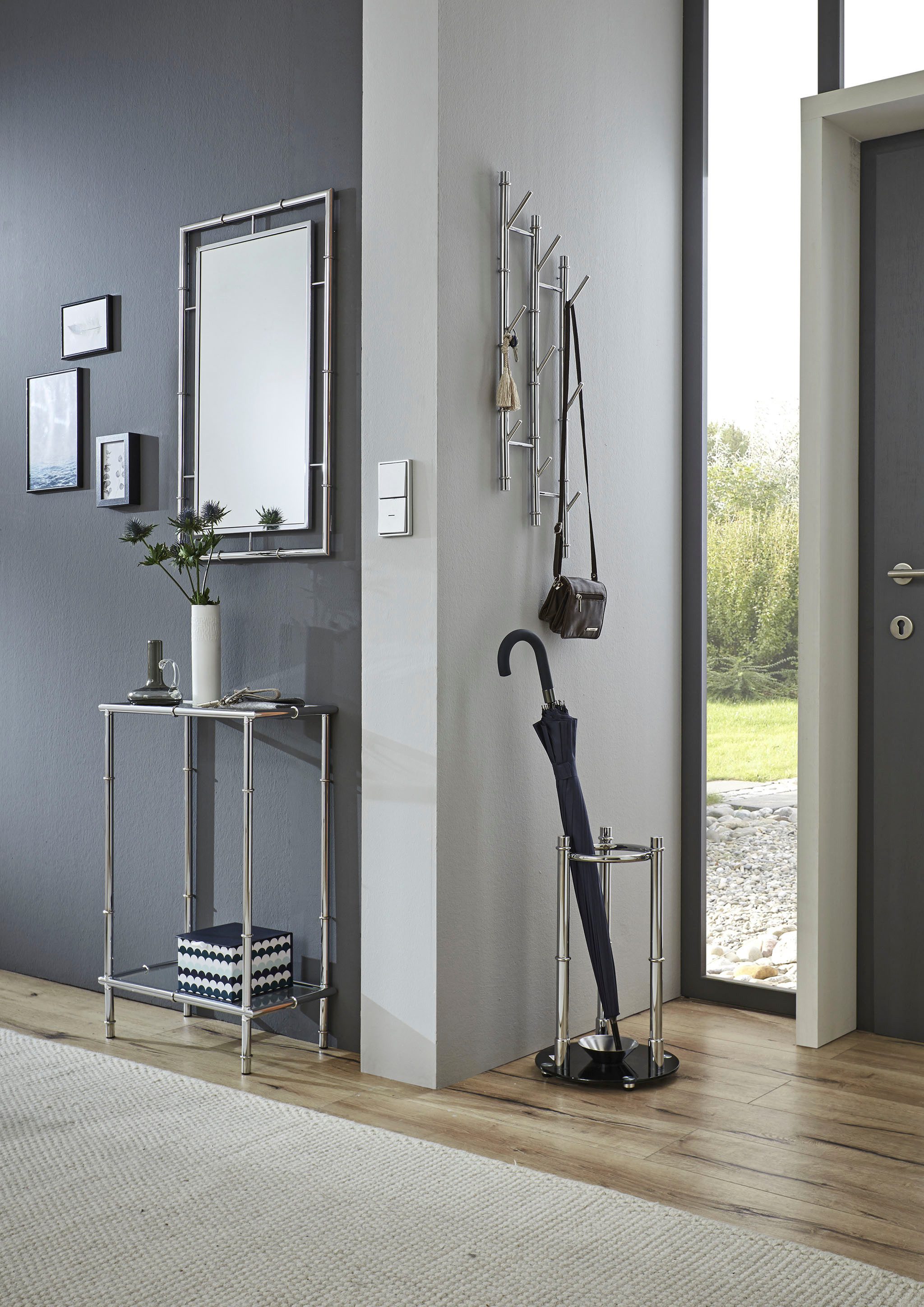 HAKU Spiegel Dekospiegel, Wandspiegel, rechteckig - aus Metall Silber - B/T/H 50/3/80 cm