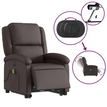 vidaXL Sessel Massagesessel mit Aufstehhilfe Elektrisch Dunkelbraun Echtleder (1-St)