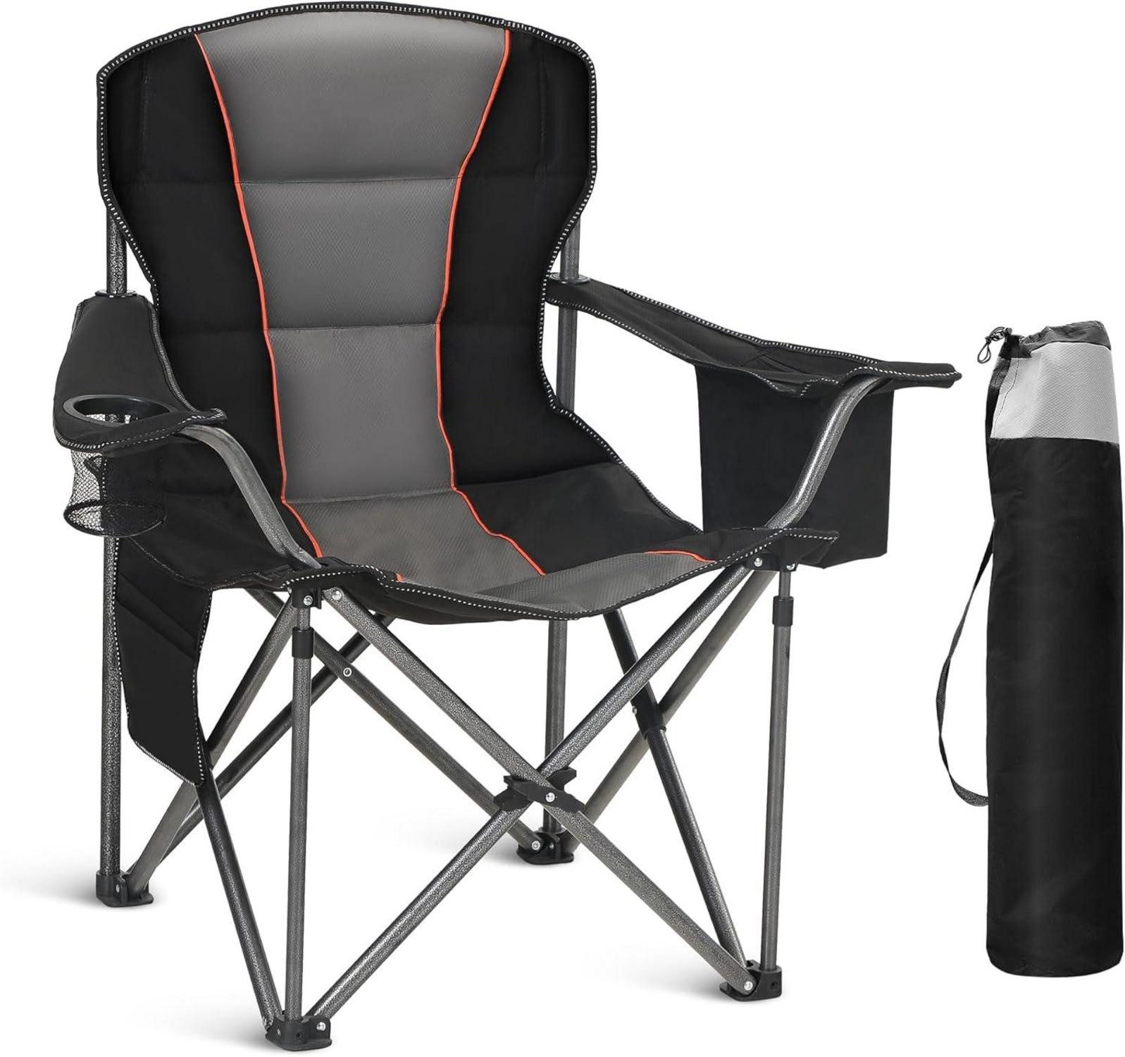 Campingstuhl Campingstuhl Klappbar Gepolstert 200kg XXL Outdoor Schwarz