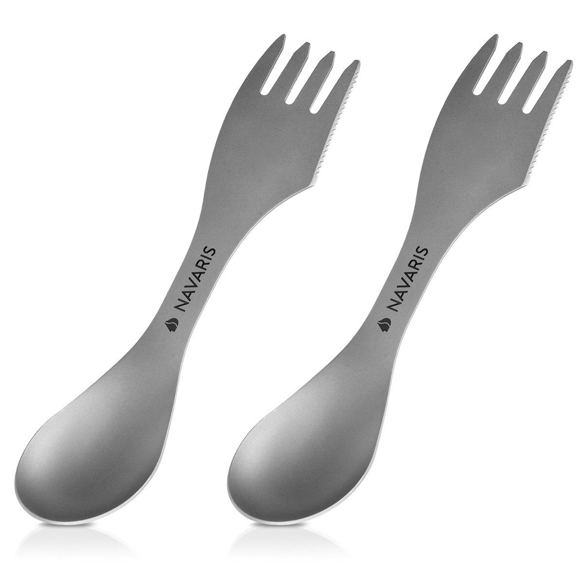 Besteck-Set 3in1 Titan-Campingbesteck, 2er-Set mit Tasche, Messer, Löffel, Gabel