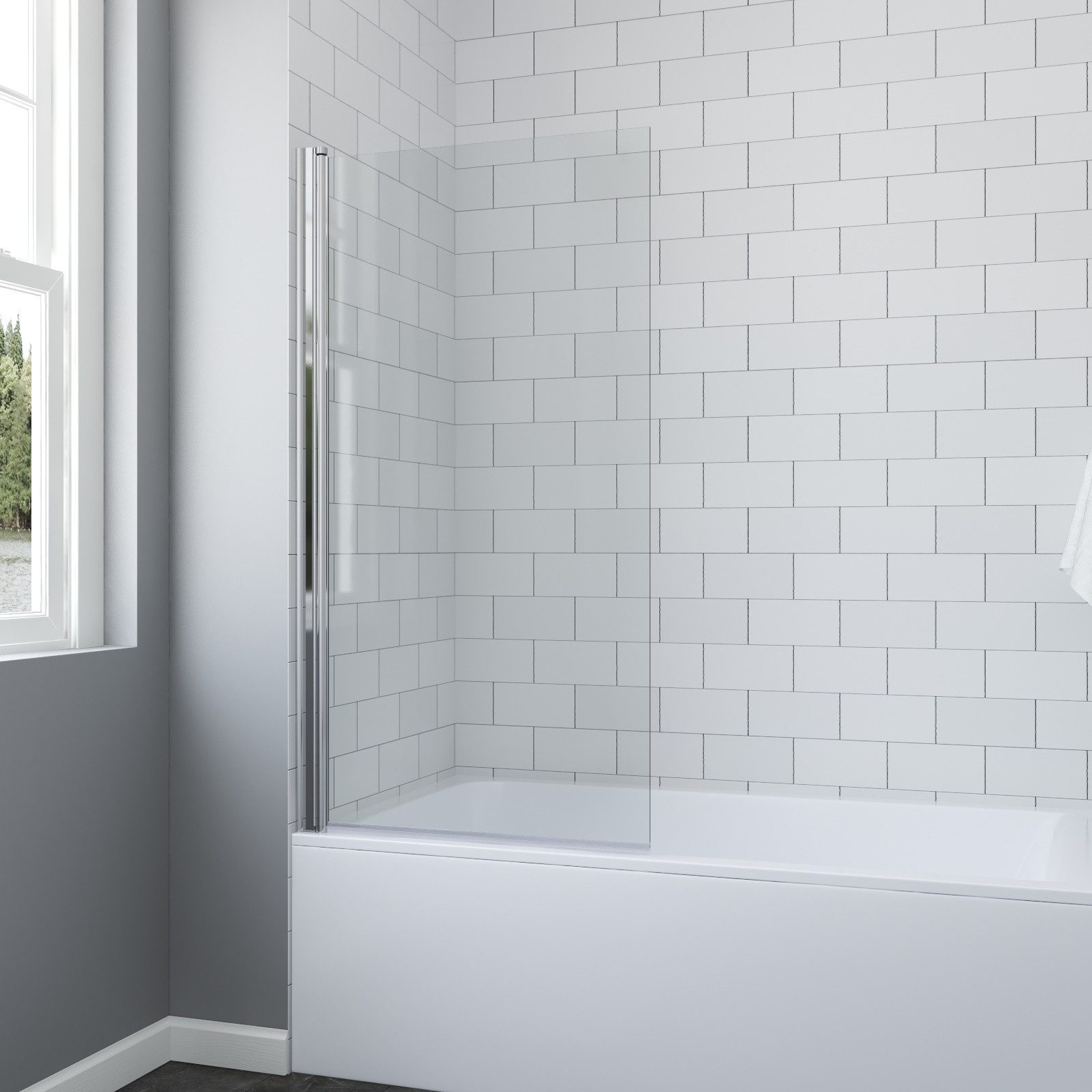 AQUALAVOS Badewannenaufsatz Duschtrennwand für Badewanne 1-teilig Duschwand Klarglas 78x144 cm, 6 mm Einscheiben-Sicherheitsglas (ESG) Beidseitig öffnend, Hebe-Senk-Funktion Aluminiumprofile chromoptik links/rechts montierbar