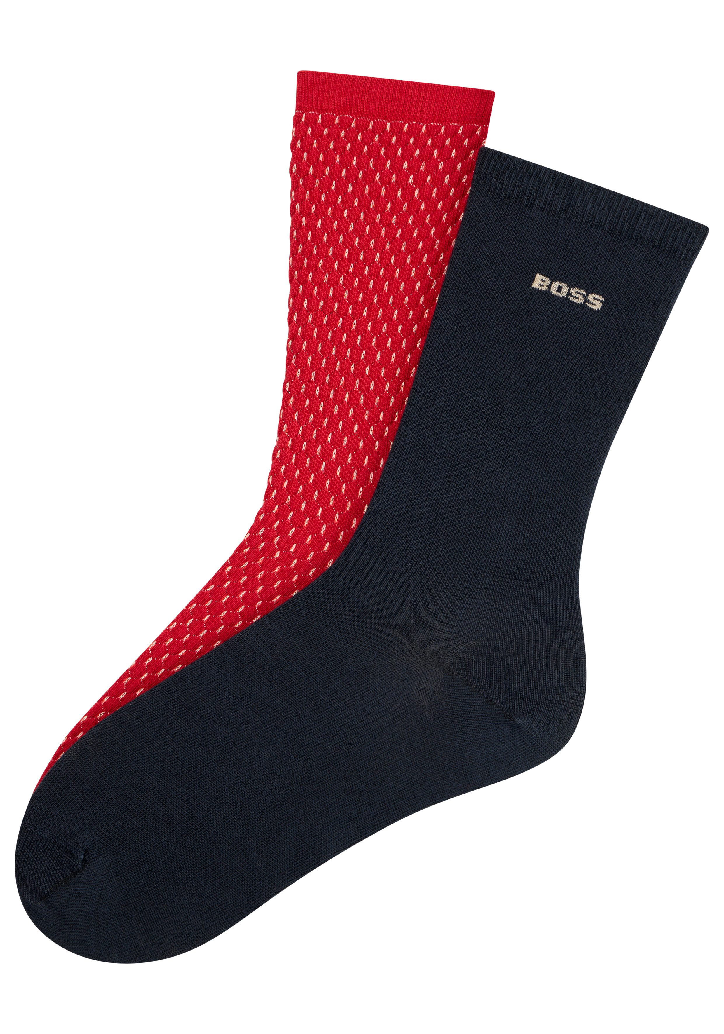 BOSS Businesssocken 2P RS ShineDiam CC W (Packung, 2-Paar) mittelhoch