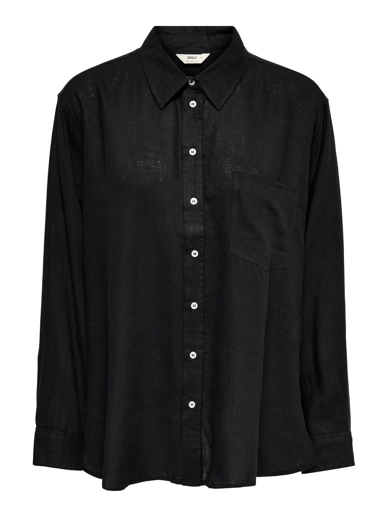 ONLY Blusenshirt Oversized Basic Hemd Bluse Leinen Business Shirt ONLTOKYO 4764 in Schwarz