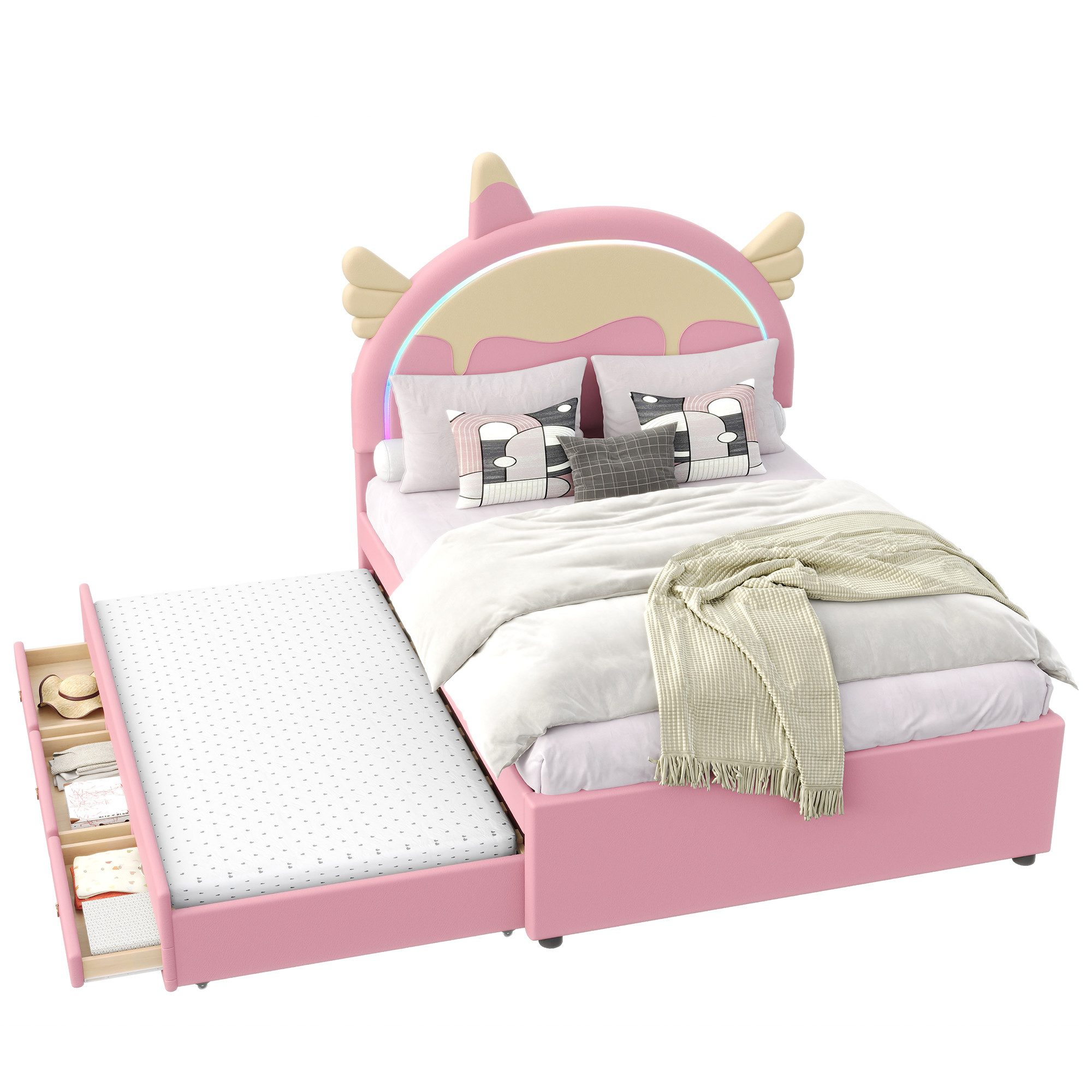 REDOM Kinderbett ausgestattet mit ausziehbares rollbett, günstig online kaufen
