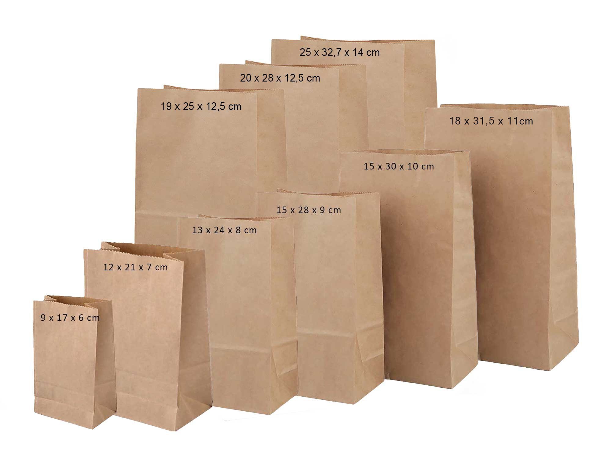 maDDma Geschenkpapier 25 Papiertüten aus Kraftpapier, naturfarben 12 x 21 x 7 cm