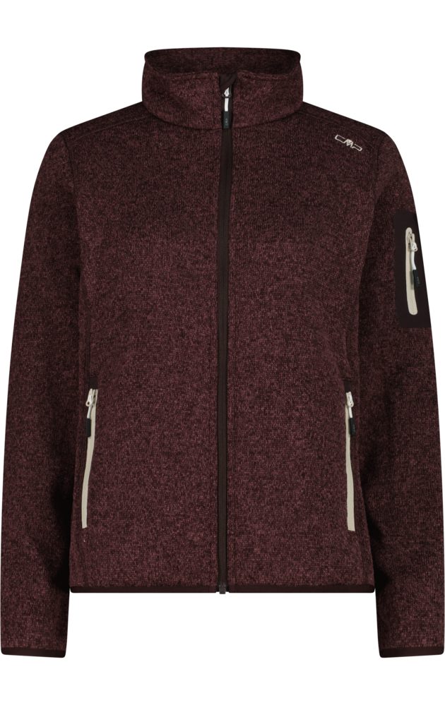 CMP Strickfleecejacke KNITTED MELANGE FLEECE WOMAN JACKET mit Reißverschluss, wasserabweisend, windabweisend, wärmeisolierend
