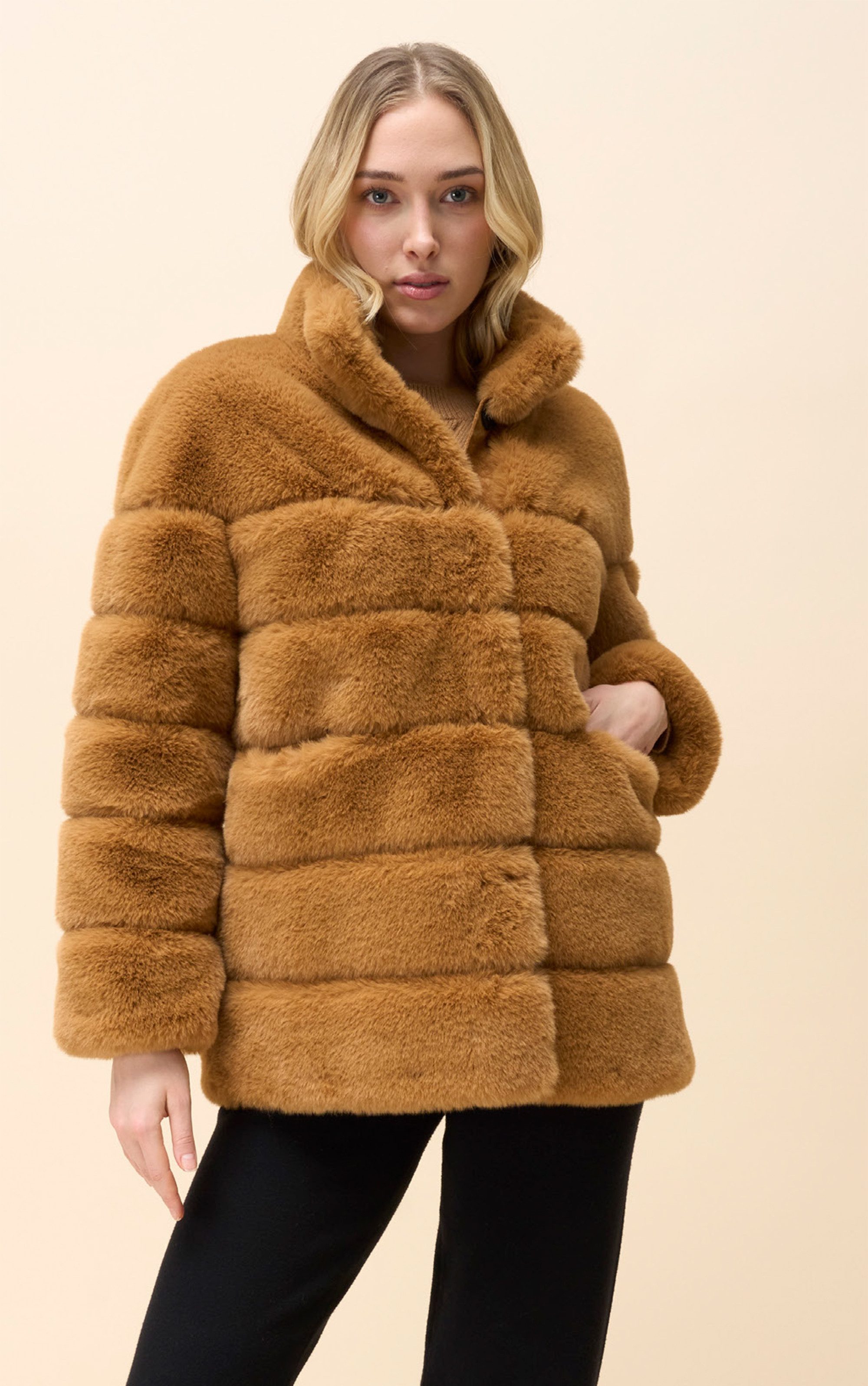 Passioni Fellimitatjacke Regular Fit mit Steppoptik günstig online kaufen