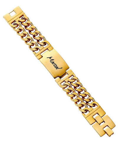 Firetti Armband mit Gravur »ID-Platte, zweireihige Panzerkettengliederung«