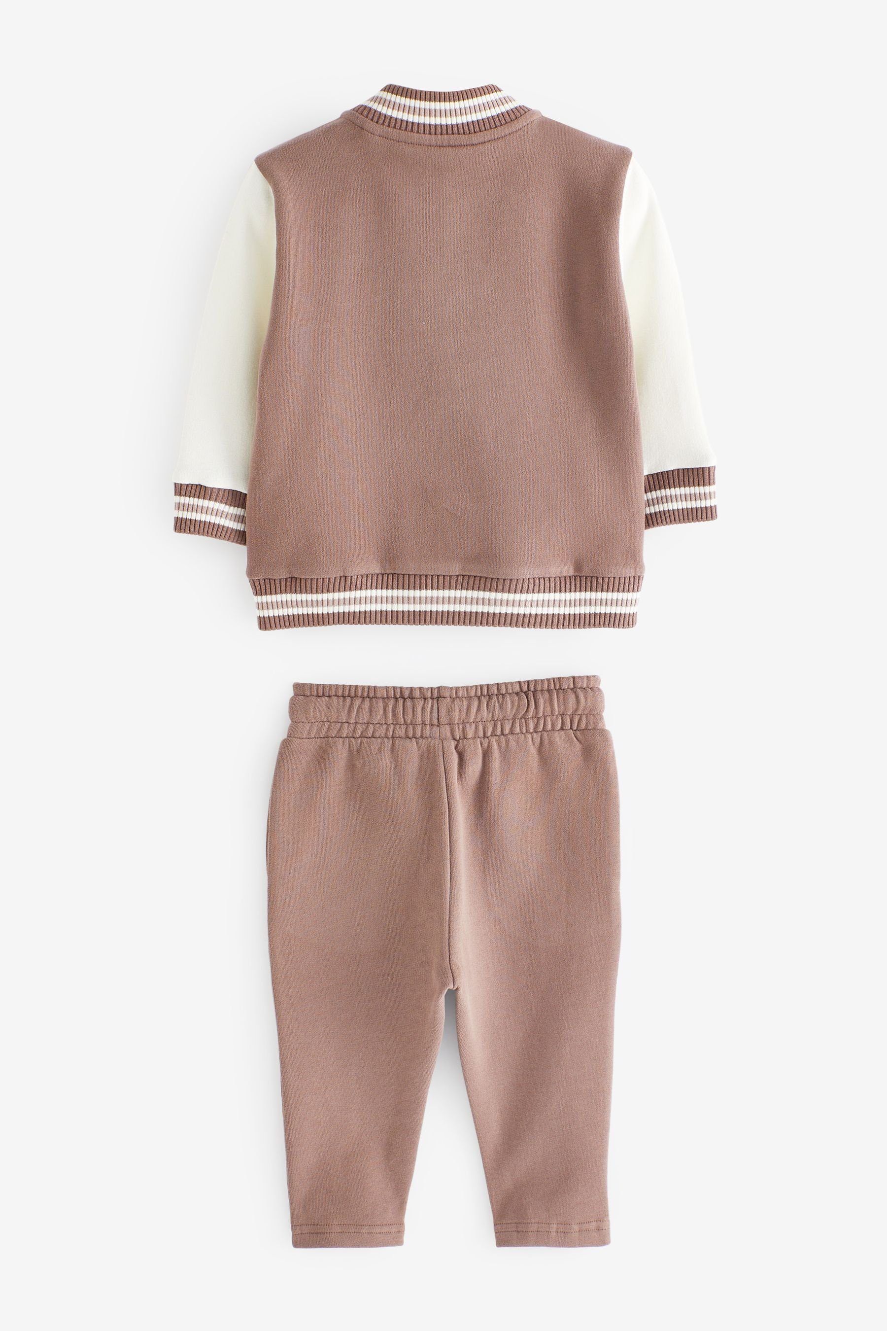 Next Blouson Letterman Jogginghose Brown/Cream (2-St) im Jacke Set und