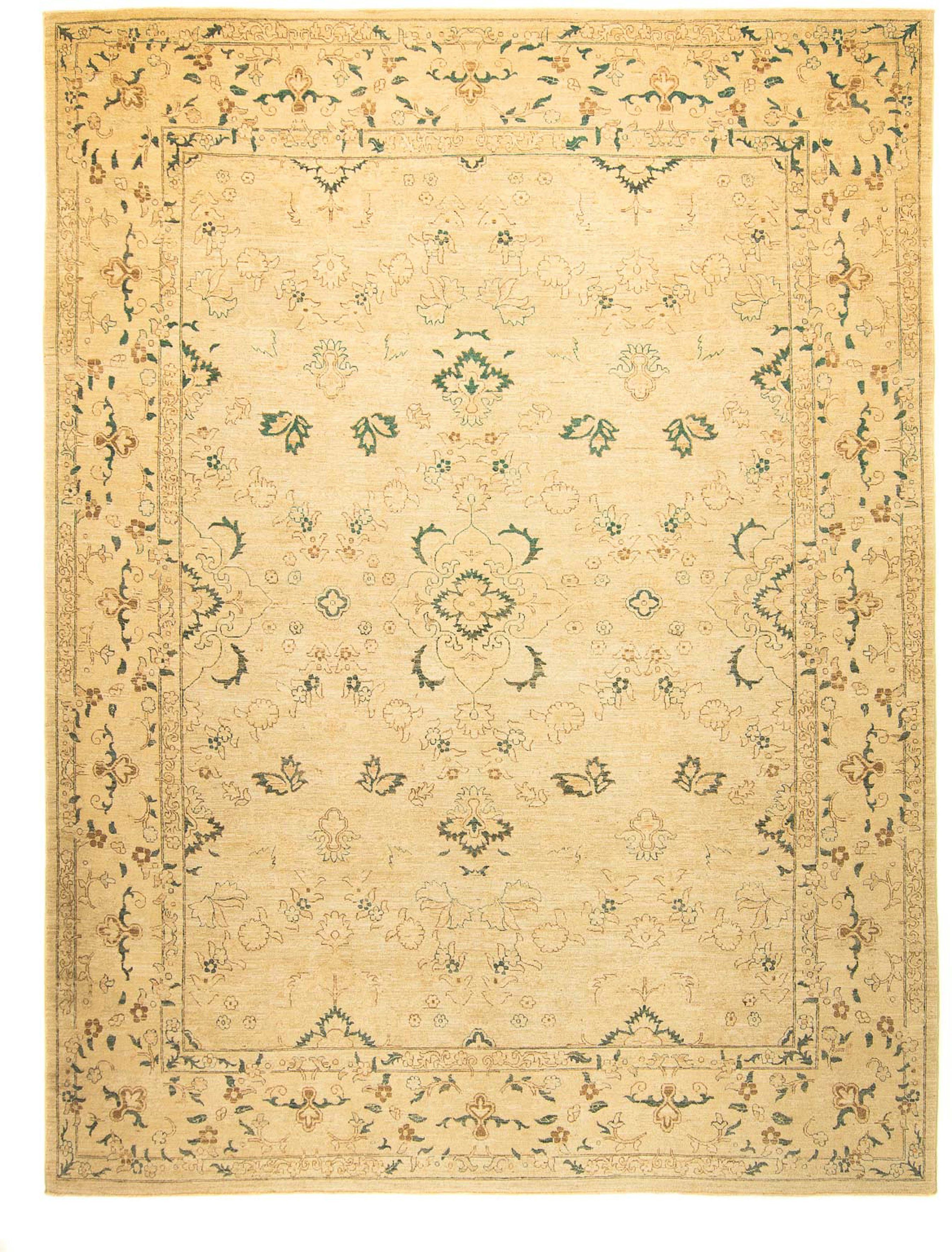 Orientteppich Perser - Täbriz - 353 x 272 cm - beige, morgenland, rechteckig, Höhe: 10 mm, Wohnzimmer, Handgeknüpft, Einzelstück mit Zertifikat
