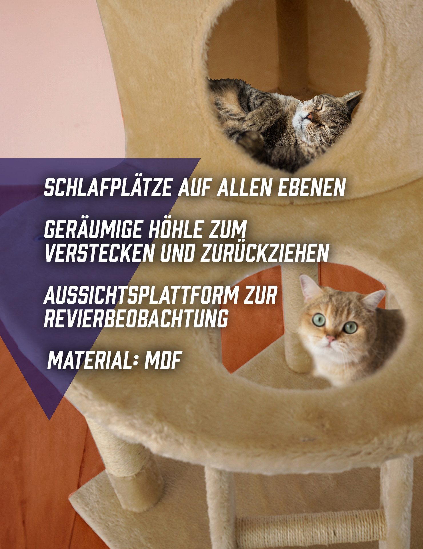 SPOCADO Kratzbaum "Rovers" Kratzbaum für Katzen 120 x 55 x 55 cm