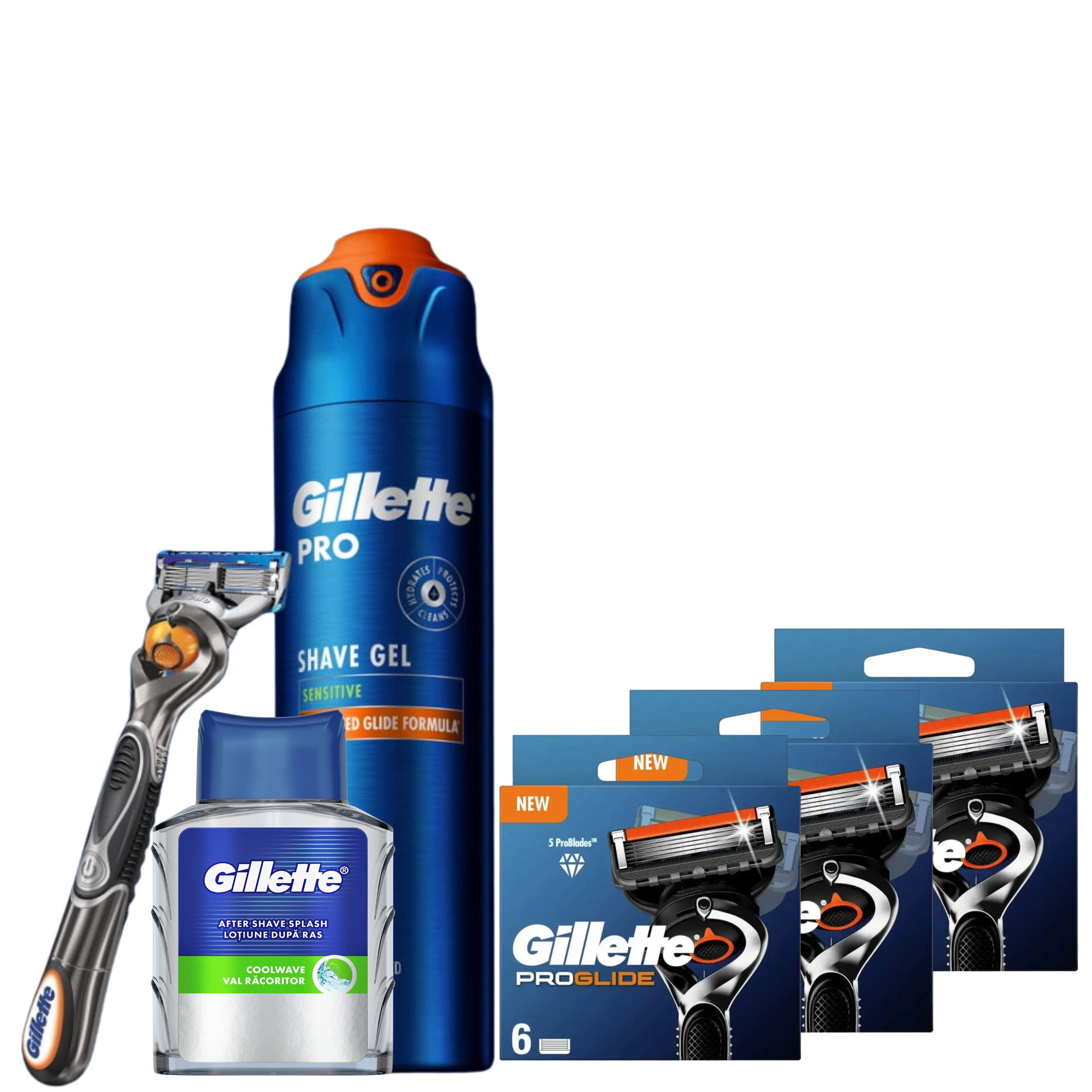 Gillette Rasierset ProGlide, 6-tlg., Pflege, Präzision & Frische – ideal als Geschenk oder für dich