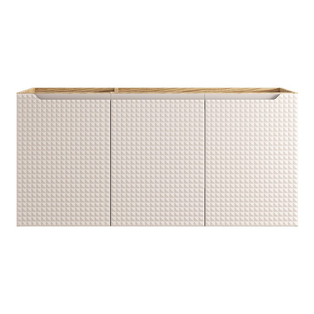 Lomadox Waschbeckenschrank LONDON-56-BEIGE Waschtischunterschrank, Eiche mit beige, 120cm, Softclose, 3-türig